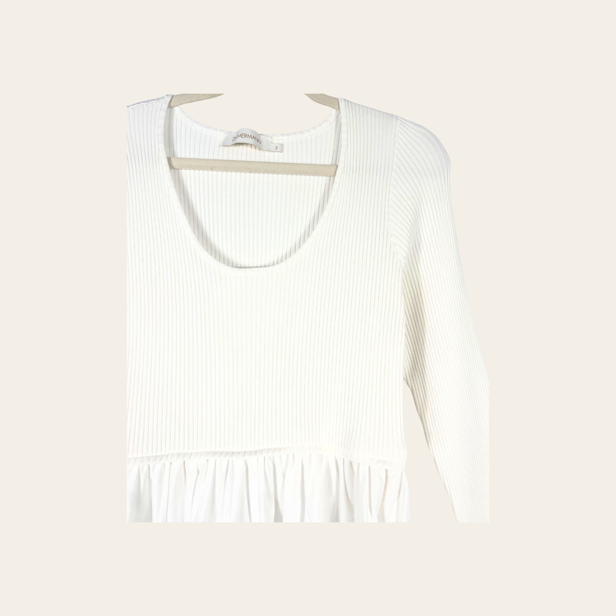 Zimmermann Rib Knit & Cotton Maxi Dress Blanc Cassé, L