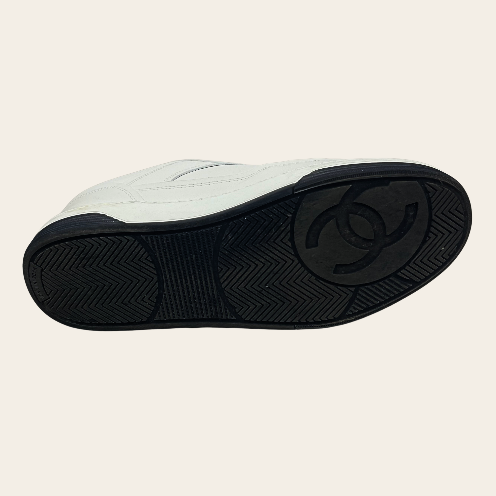 Sneakers Chanel CC Logo en Cuir Blanc , Taille 38