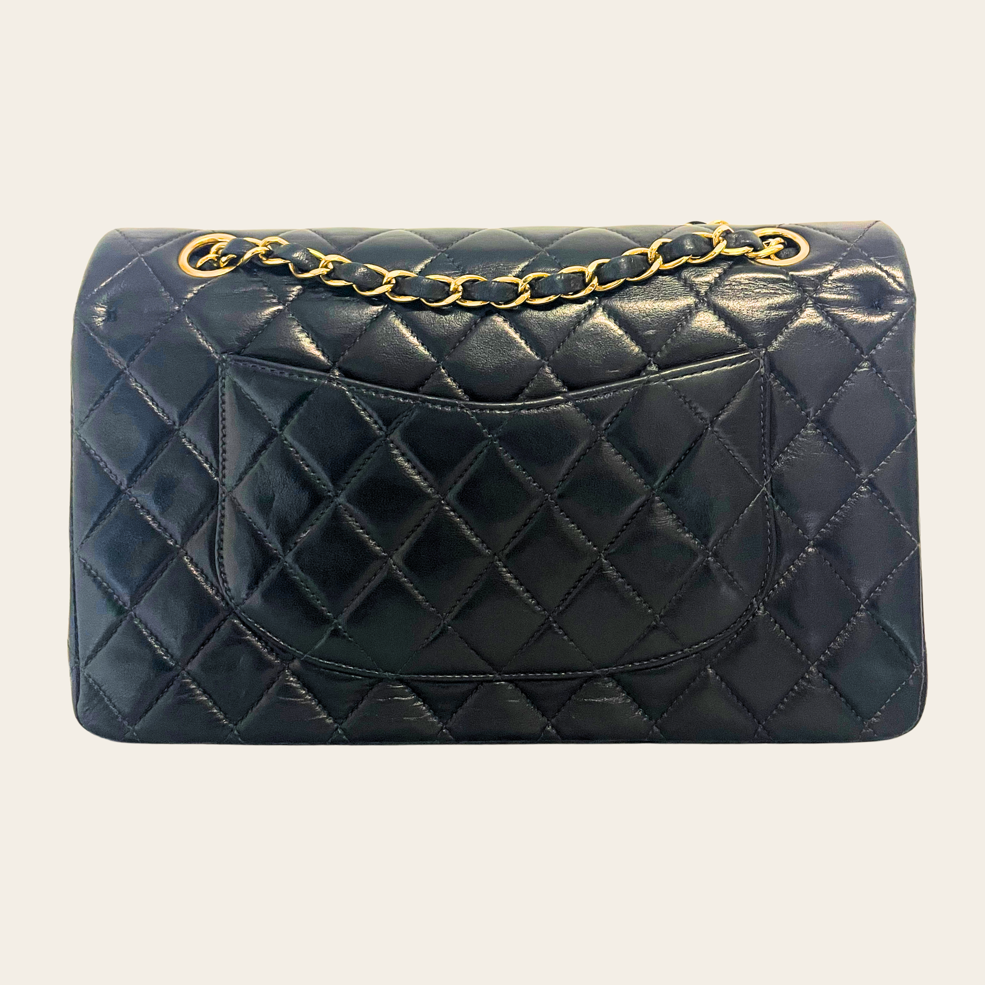 CHANEL -Classic Medium Double Flap 24K, Cuir d’Agneau Matelassé Noir (2003-2004)
