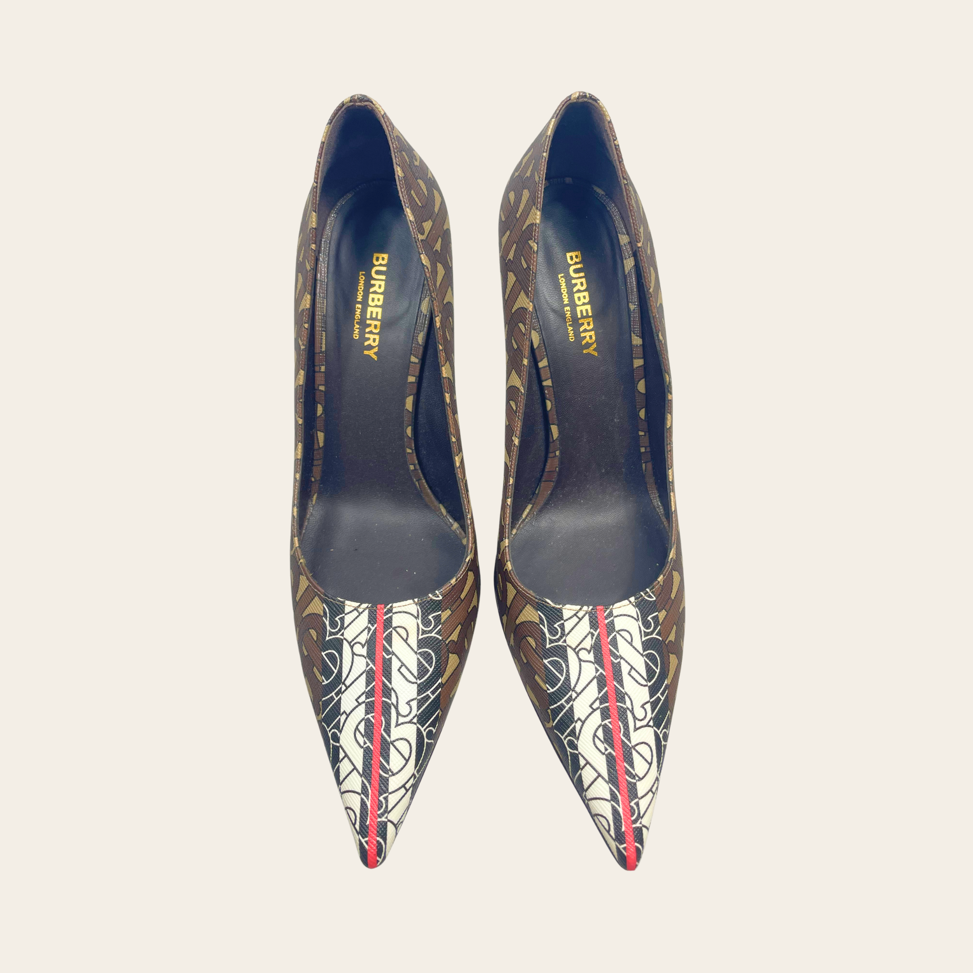 Burberry Monogram Print Point-Toe Pumps,38