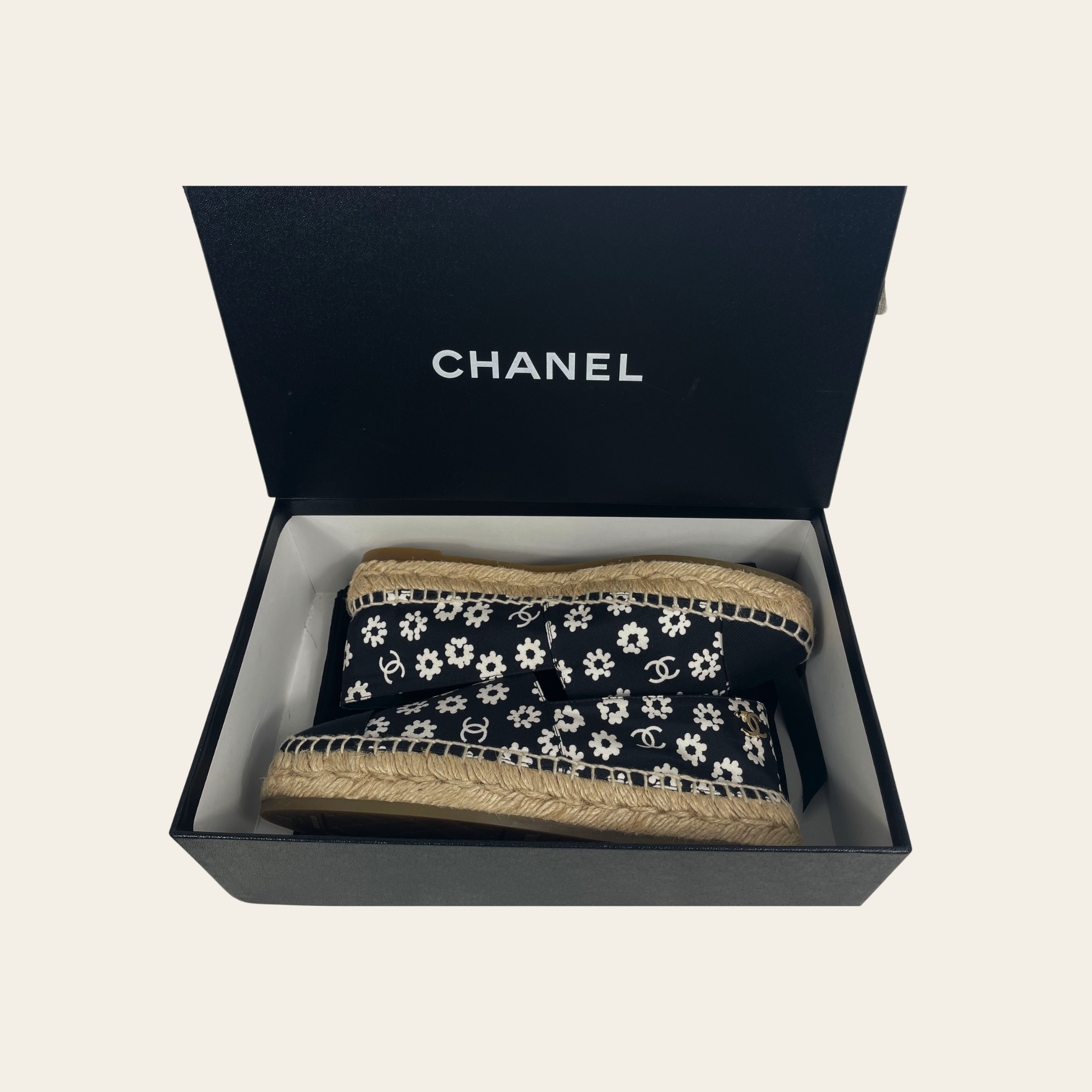 CHANEL – Espadrilles CC Camélia Imprimé, Taille 37