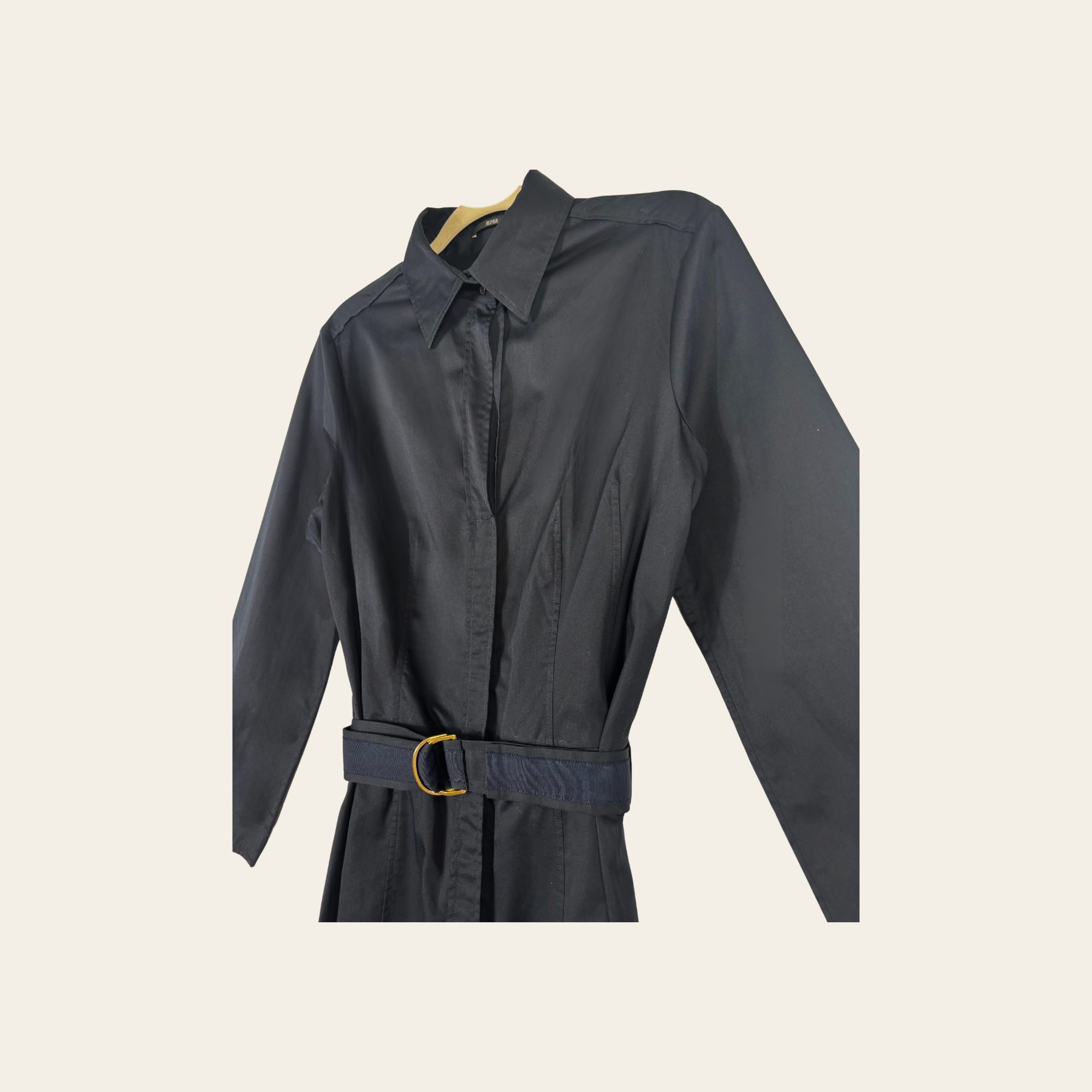 BOSS HUGO BOSS Robe Chemise Cintrée en Coton Marine, Taille 32