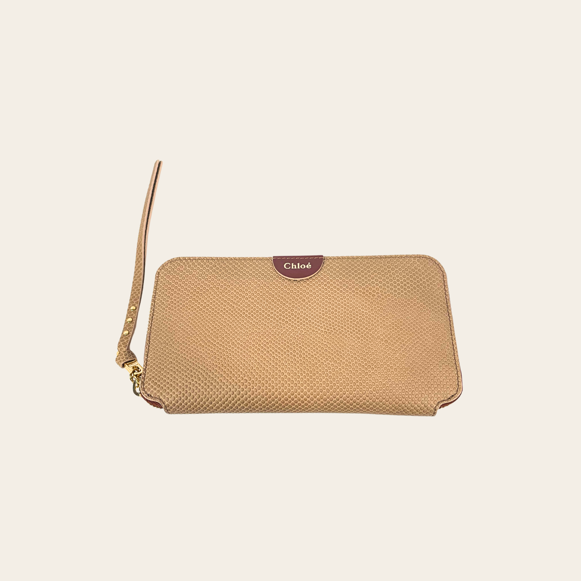 Chloé – Portefeuille Zippé Bea en Cuir Grainé