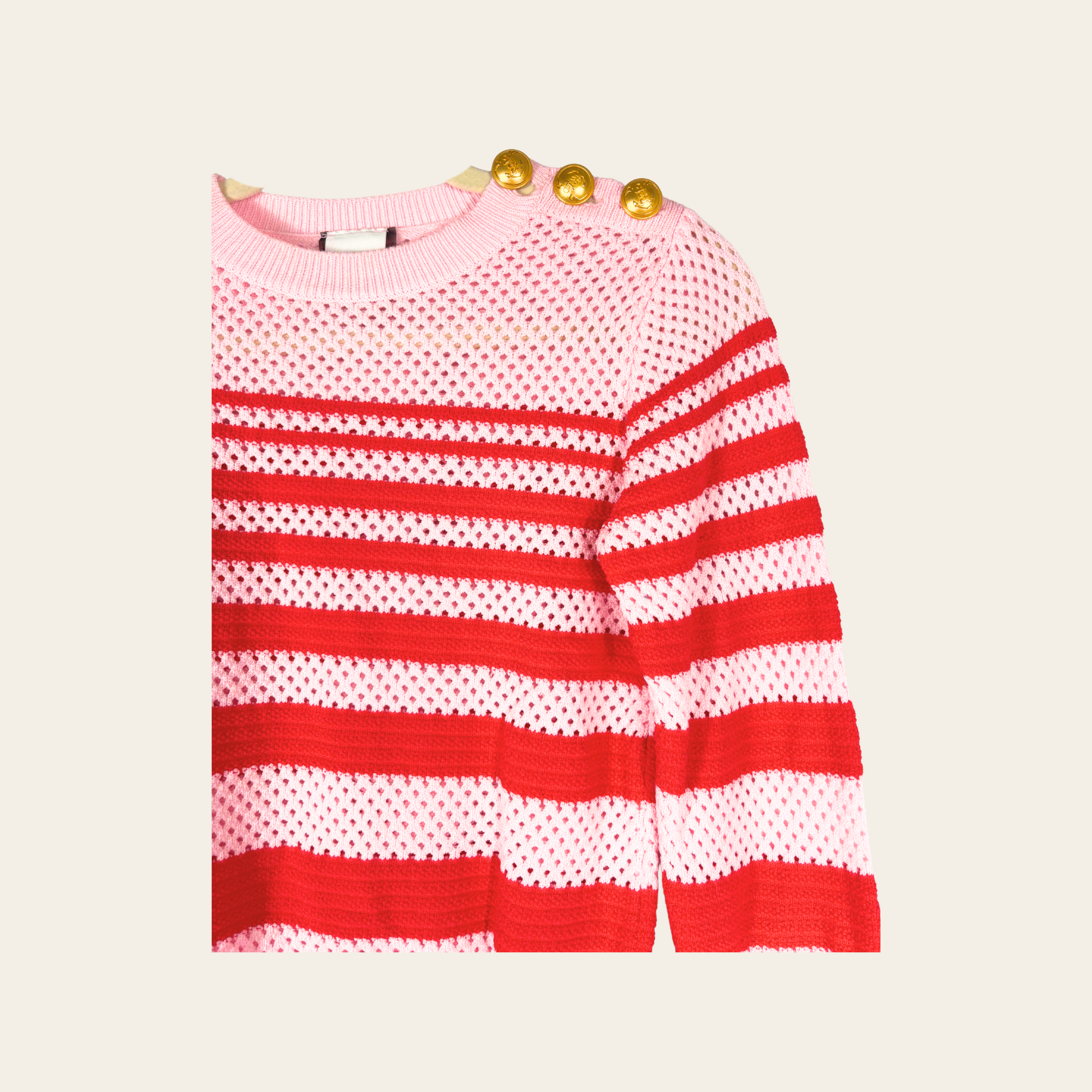 PINKO Uniqueness – Pull Marinière en Maille Ajourée, Taille S