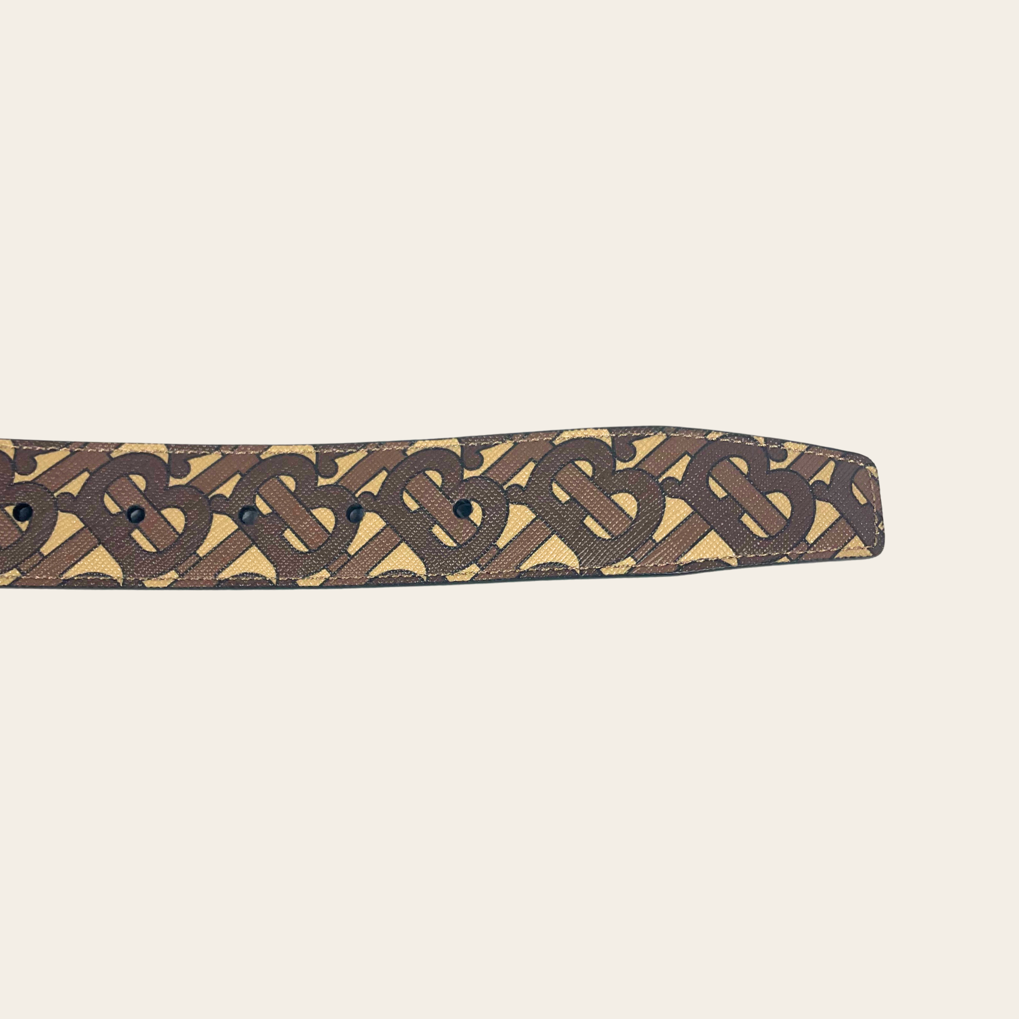 BURBERRY Monogram TB Belt Marron & Noir