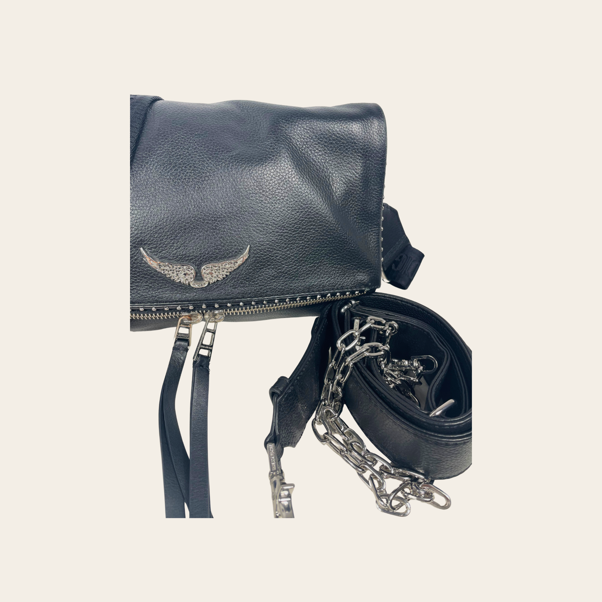 Zadig & Voltaire – Sac Rocky Noir en Cuir Grainé
