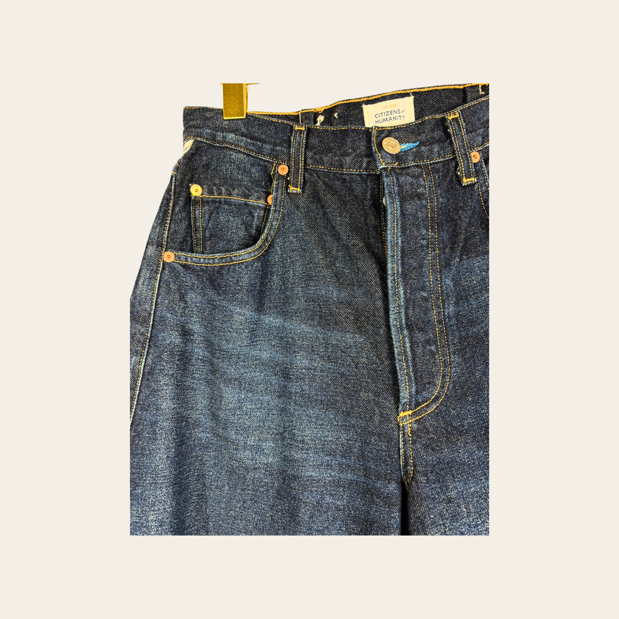 CITIZENS OF HUMANITY – Jean Premium Vintage Wide Leg en Denim Brut, Taille 26
