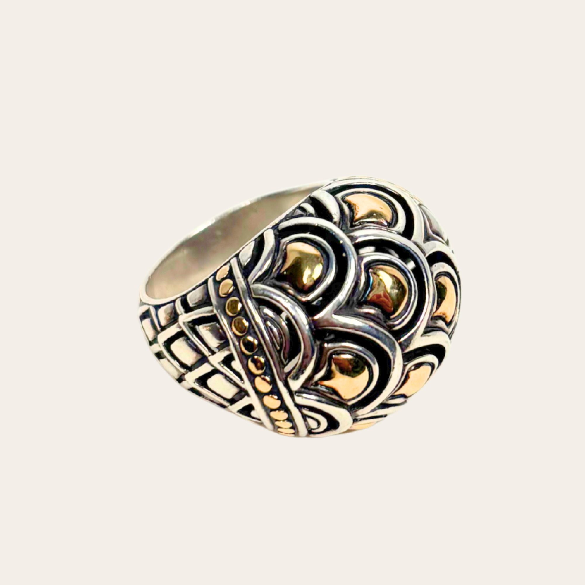 JOHN HARDY – Ensemble Bague et Boucles d'oreilles en argent sterling 925 et or 18 carats