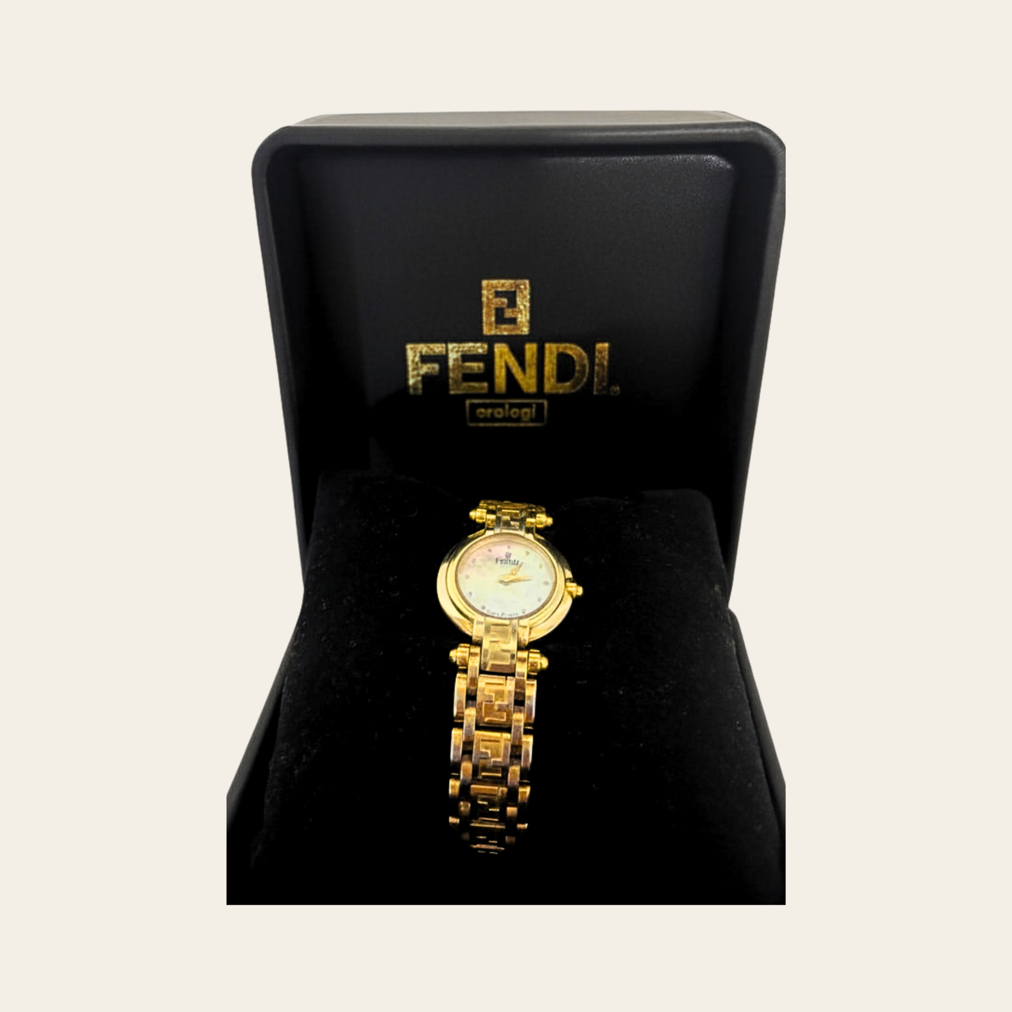 Fendi – Montre Classic Logo FF en acier inoxydable doré