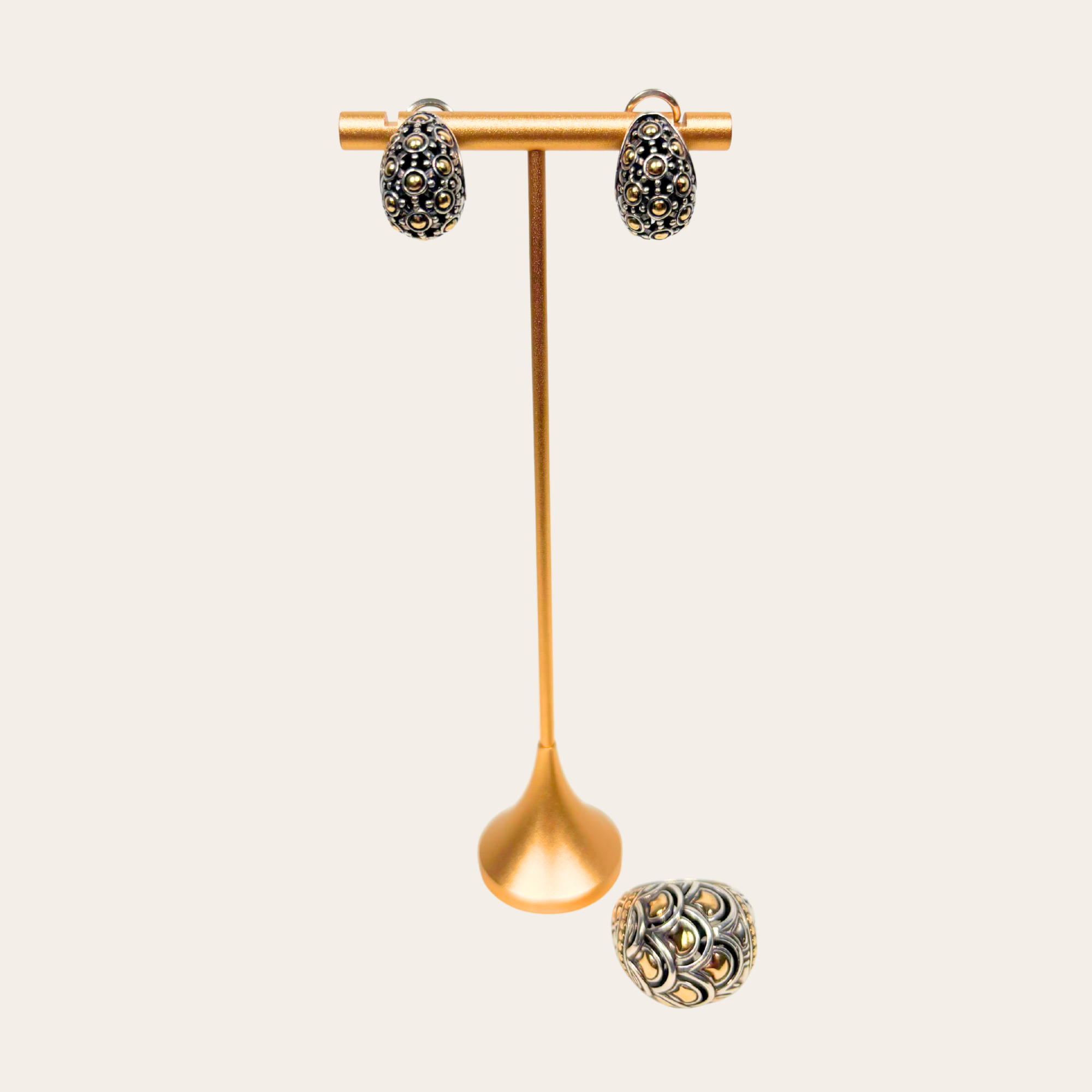 JOHN HARDY – Ensemble Bague et Boucles d'oreilles en argent sterling 925 et or 18 carats