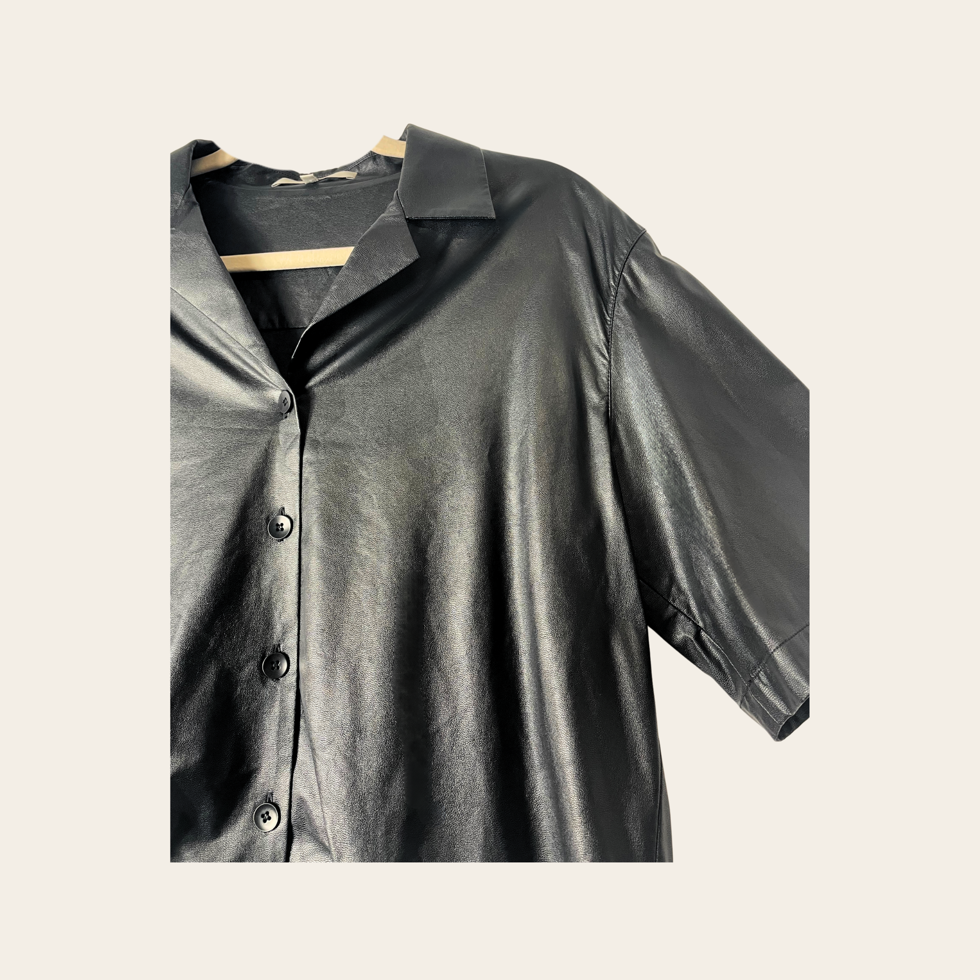 TIBI - Cropped Leather Shirt, S
