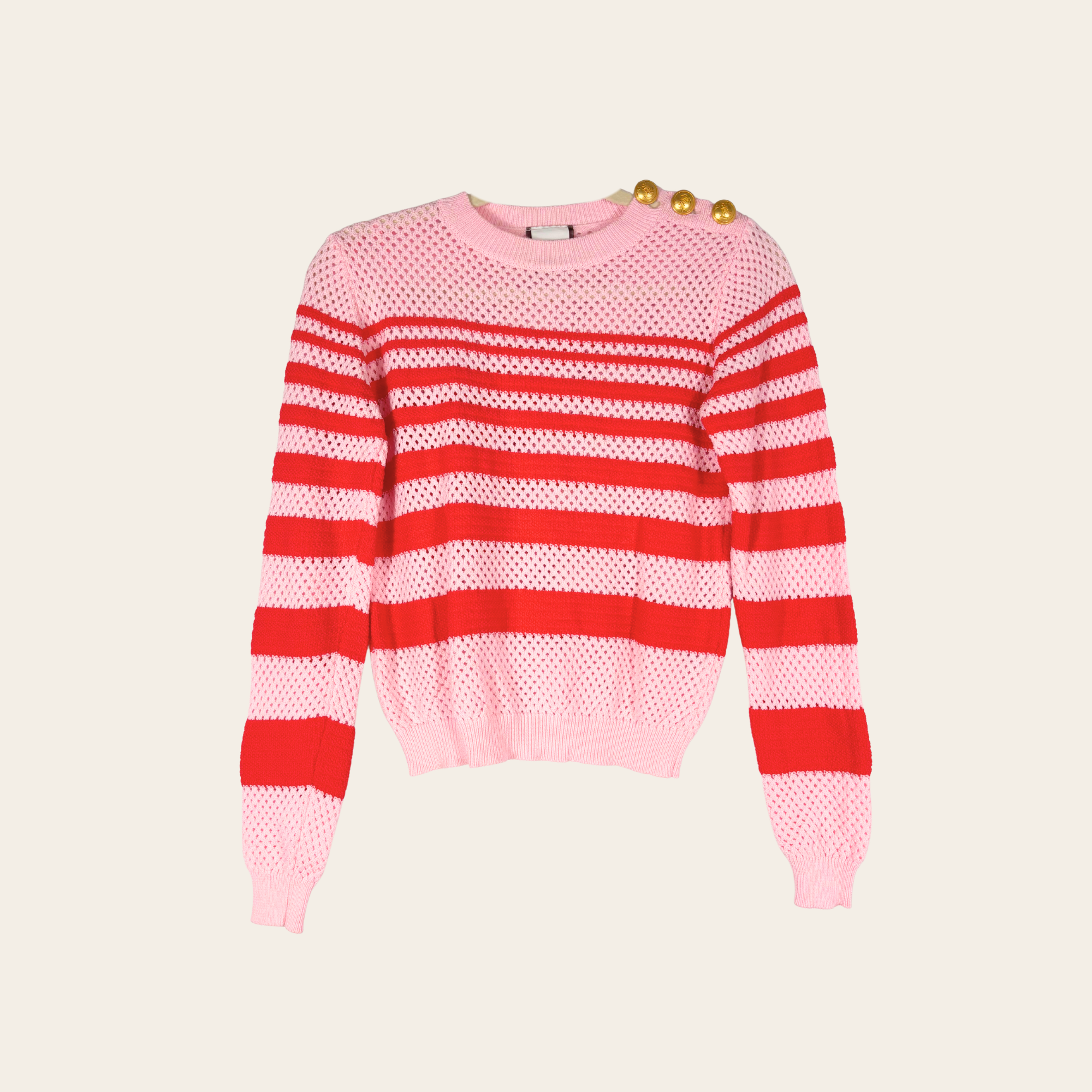 PINKO Uniqueness – Pull Marinière en Maille Ajourée, Taille S