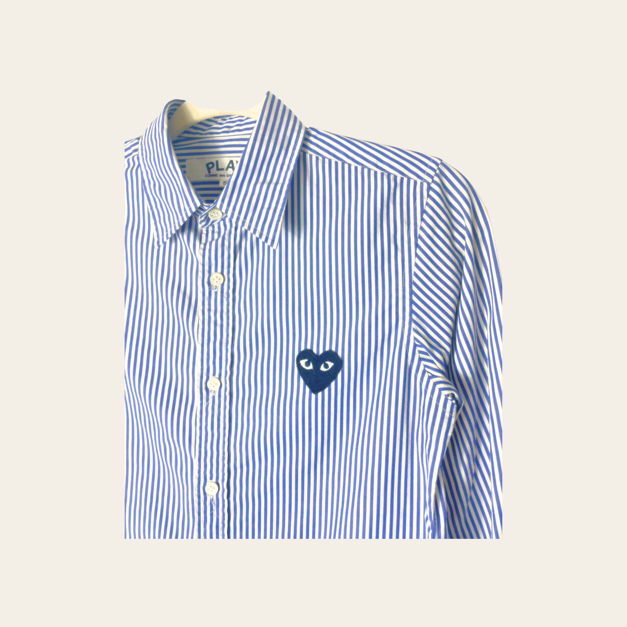 COMME des GARÇONS PLAY – Heart Patch Striped Shirt (AZ-B007)