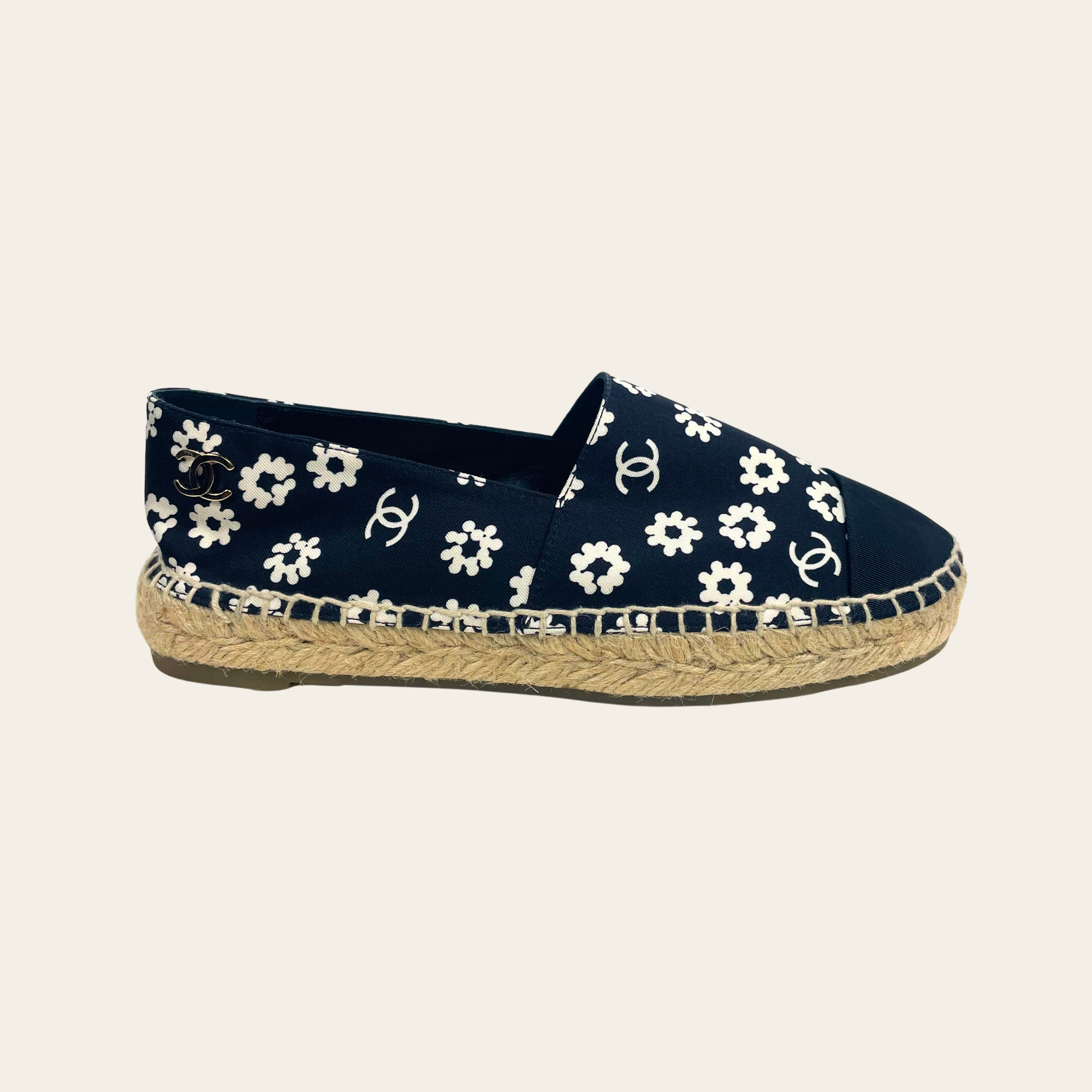 CHANEL – Espadrilles CC Camélia Imprimé, Taille 37