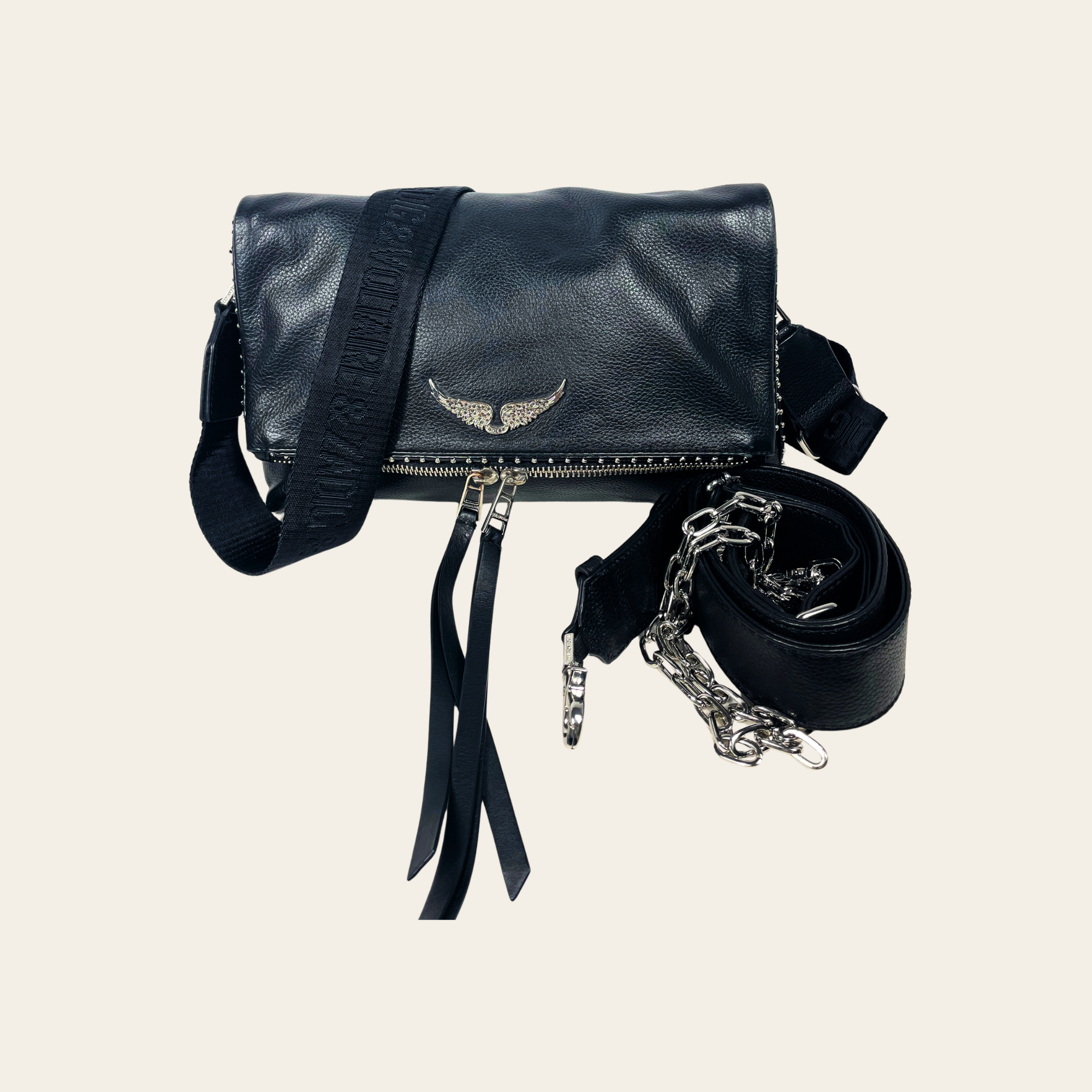 Zadig & Voltaire – Sac Rocky Noir en Cuir Grainé