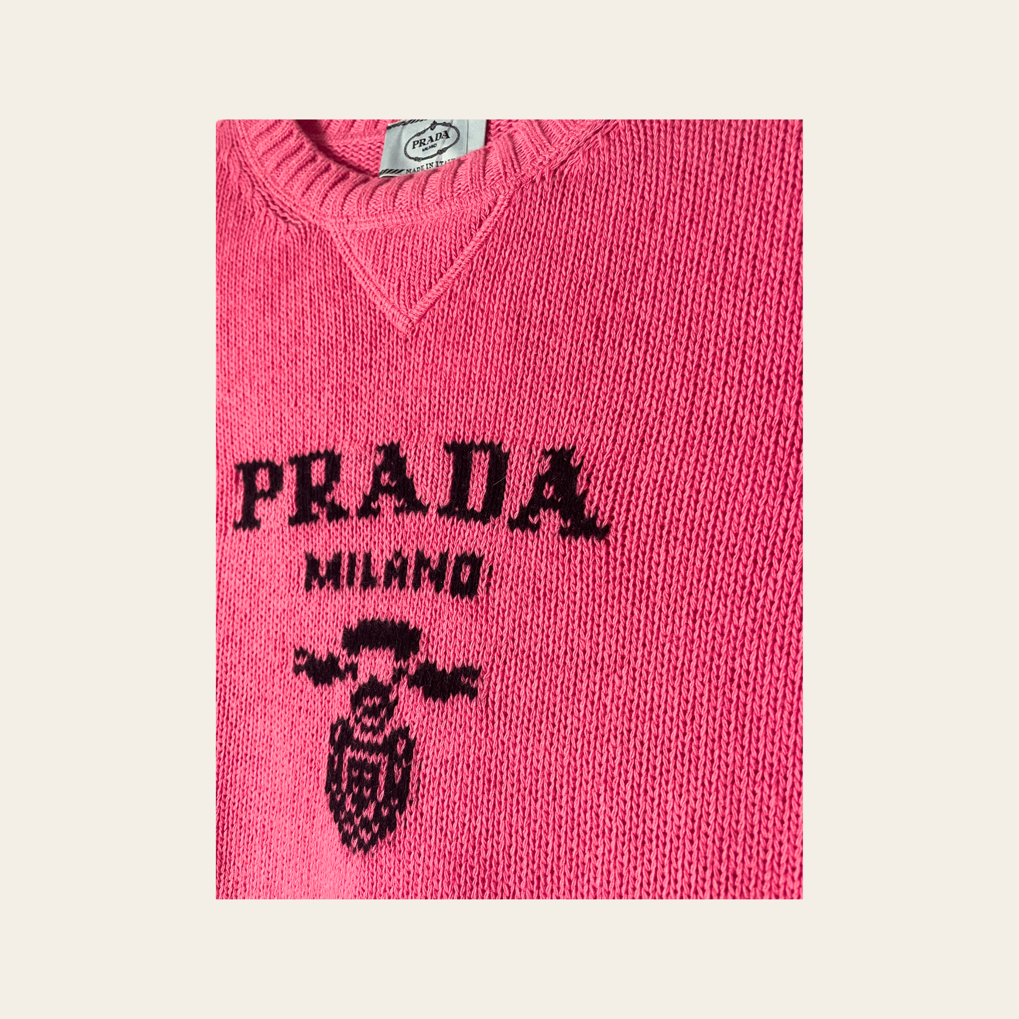 PRADA - Milano Logo Intarsia Cashmere Sweater S