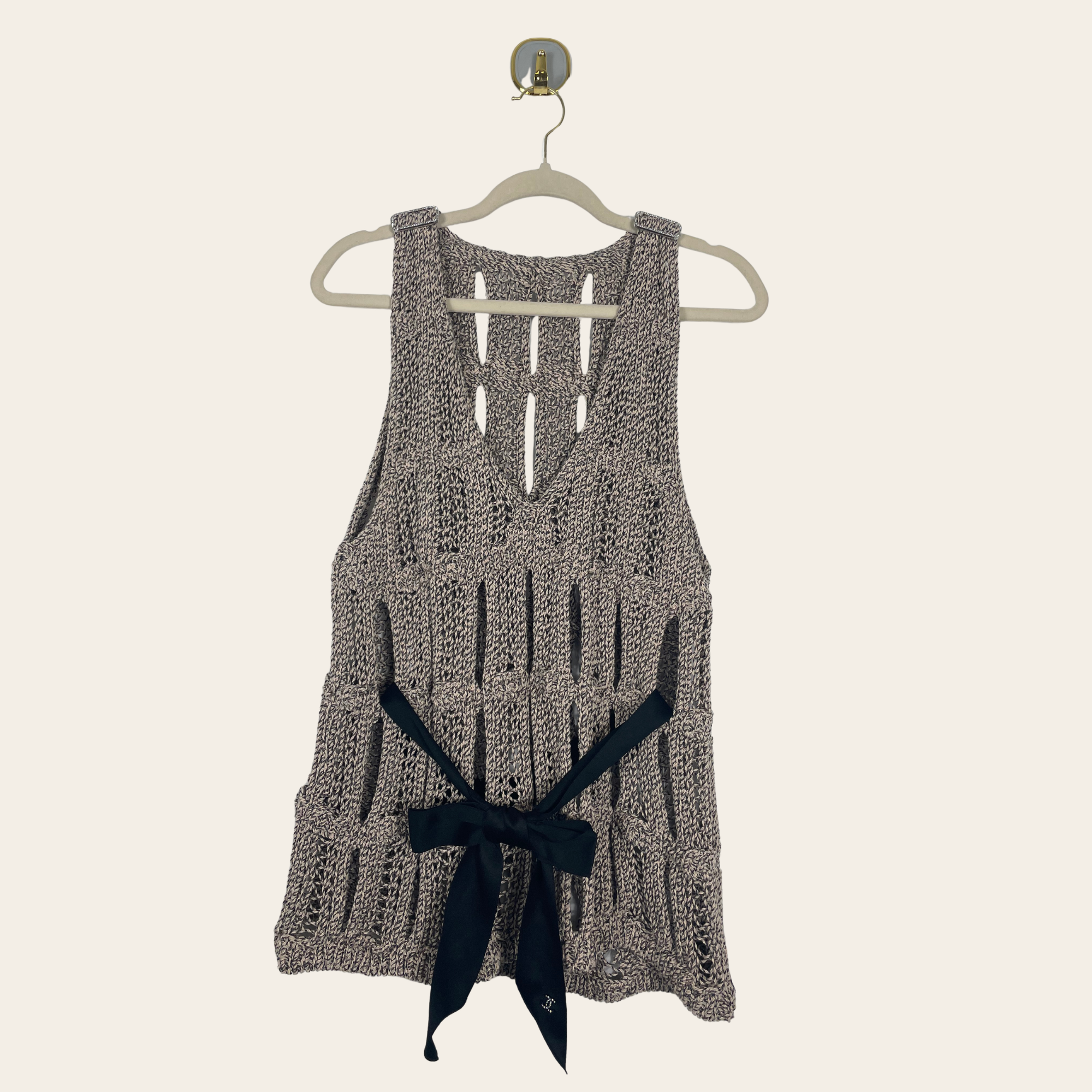 CHANEL - Gilet Maille Ajourée Ceinturé - MEDIUM/LARGE