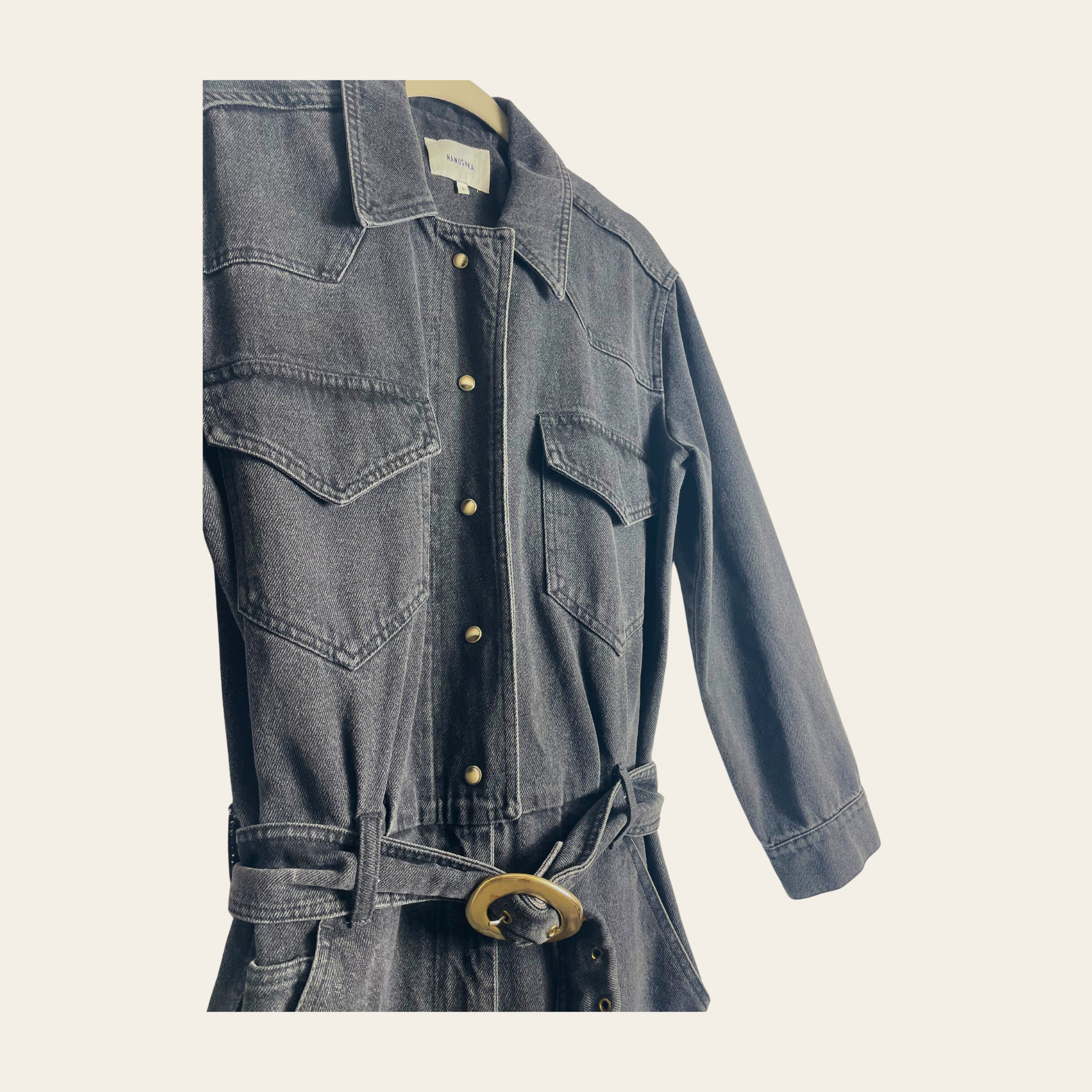Denim noir Nanushka Salopette, s