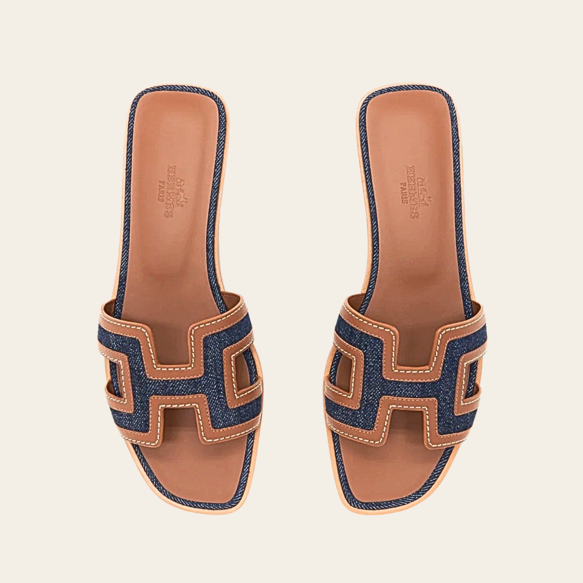 HERMÈS - Oran Denim Sandals, 41