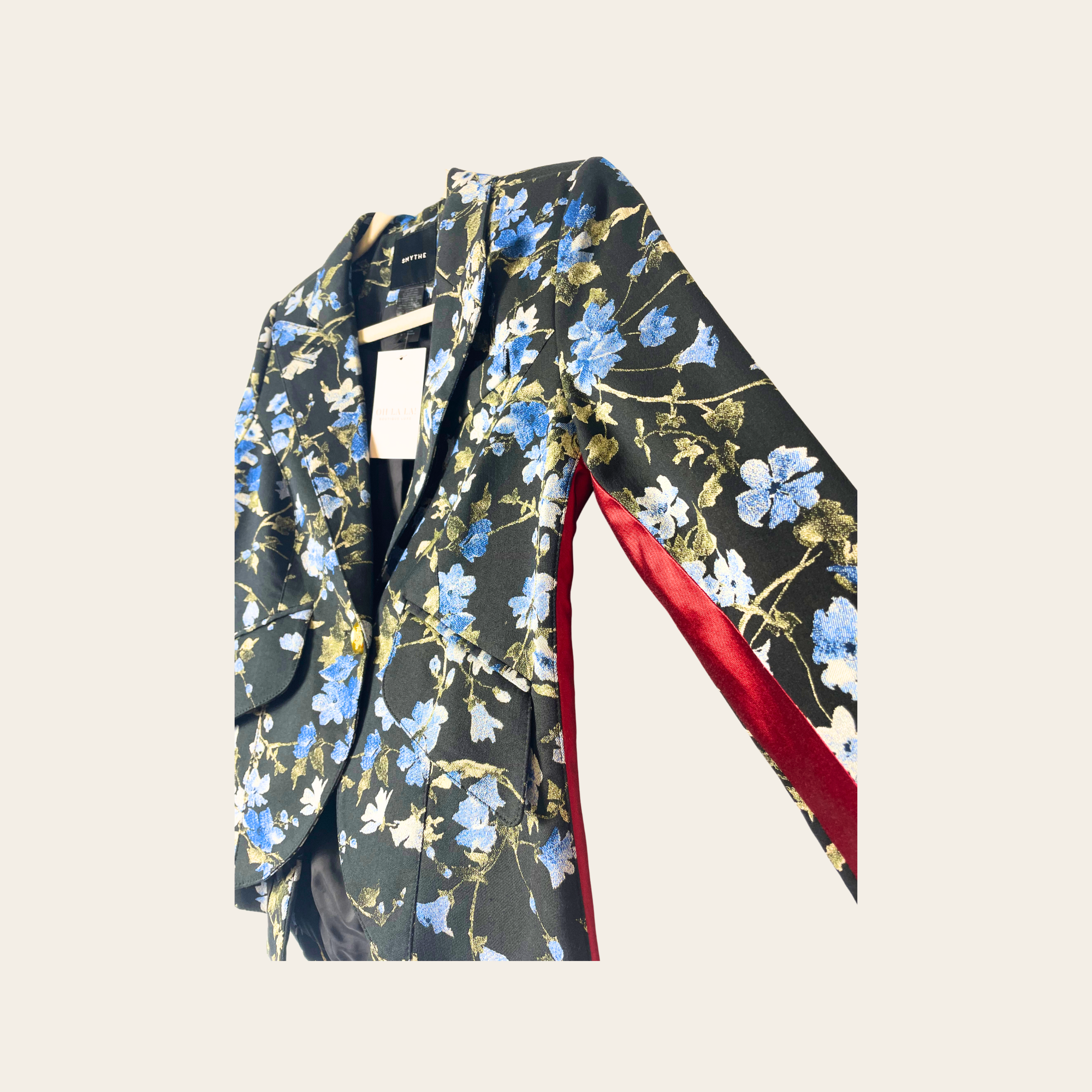 SMYTHE - Duchess Floral Velvet-Panel Blazer, S 