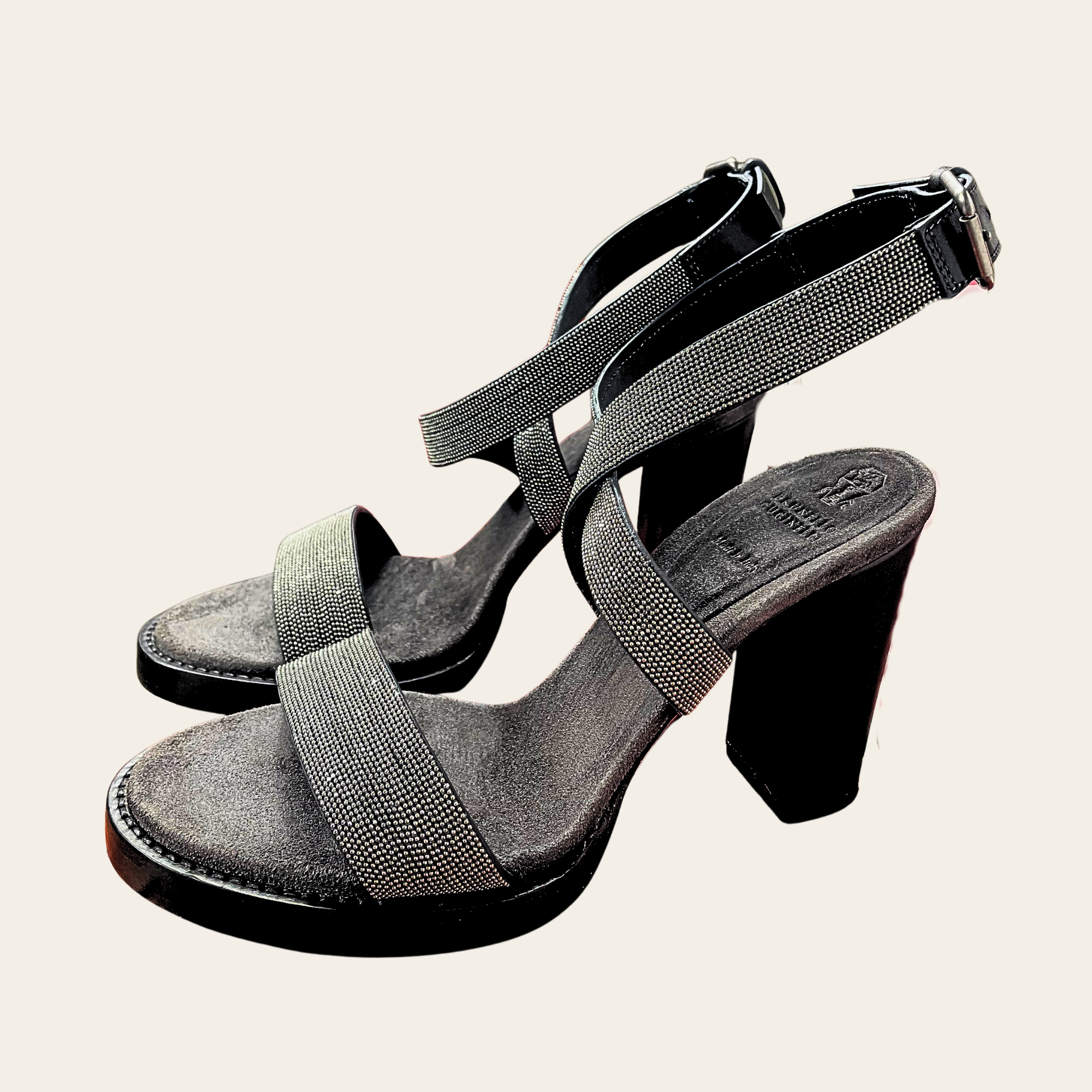 Brunello Cucinelli - Sandales Monili à Talon Bloc, 37.5