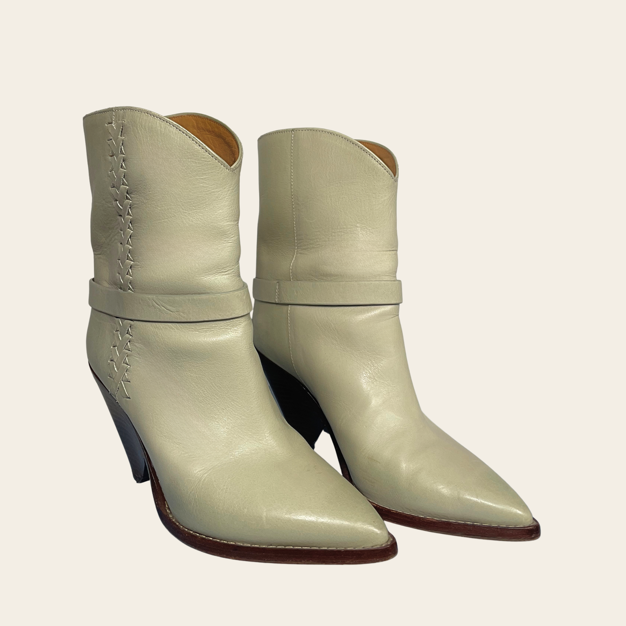 ISABEL MARANT - Dewina Leather Ankle Boots, 36