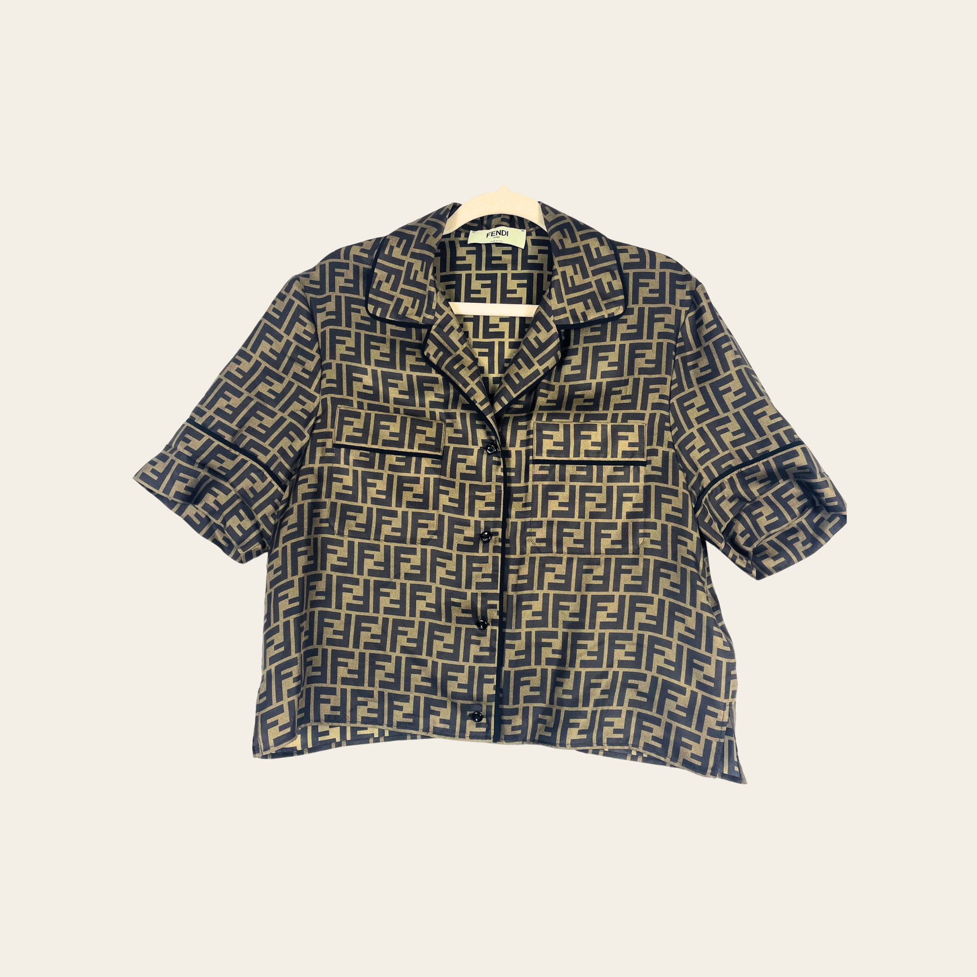 FENDI - FF Zucca Silk Cropped Shirt, M