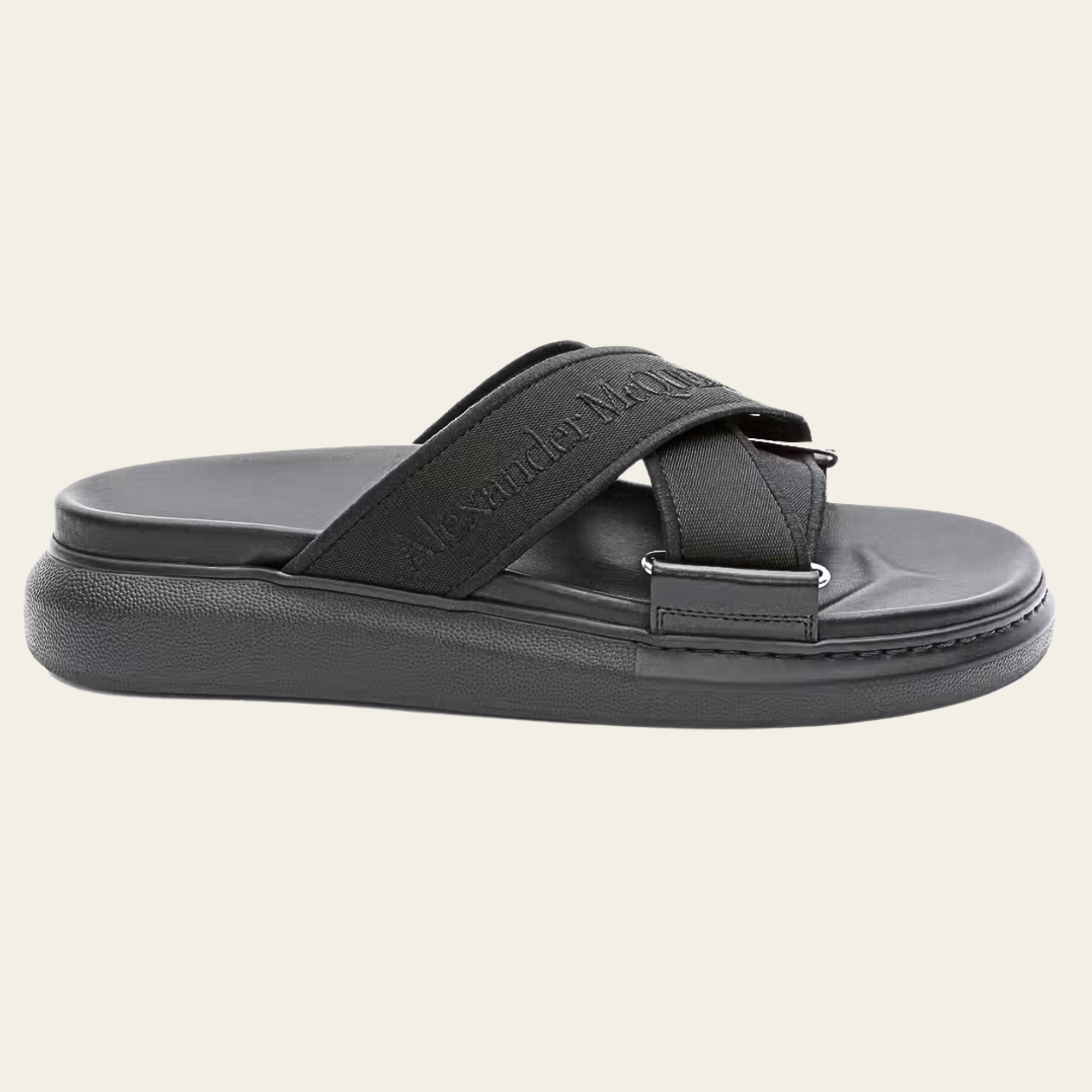 Alexander McQueen - Black Embroidered Sandals, 39