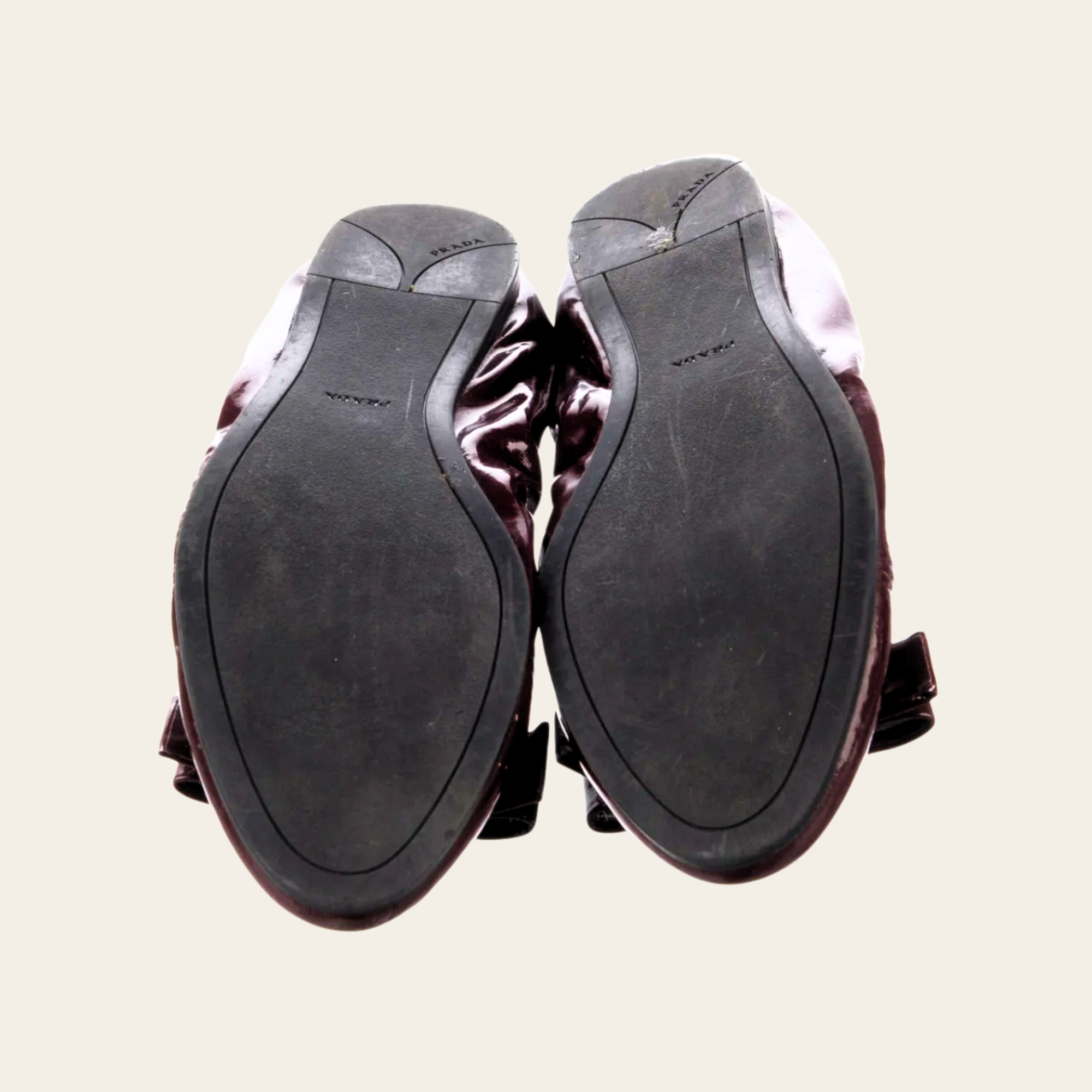 PRADA - Vernice Soft Amarena Ballet Flats, 37