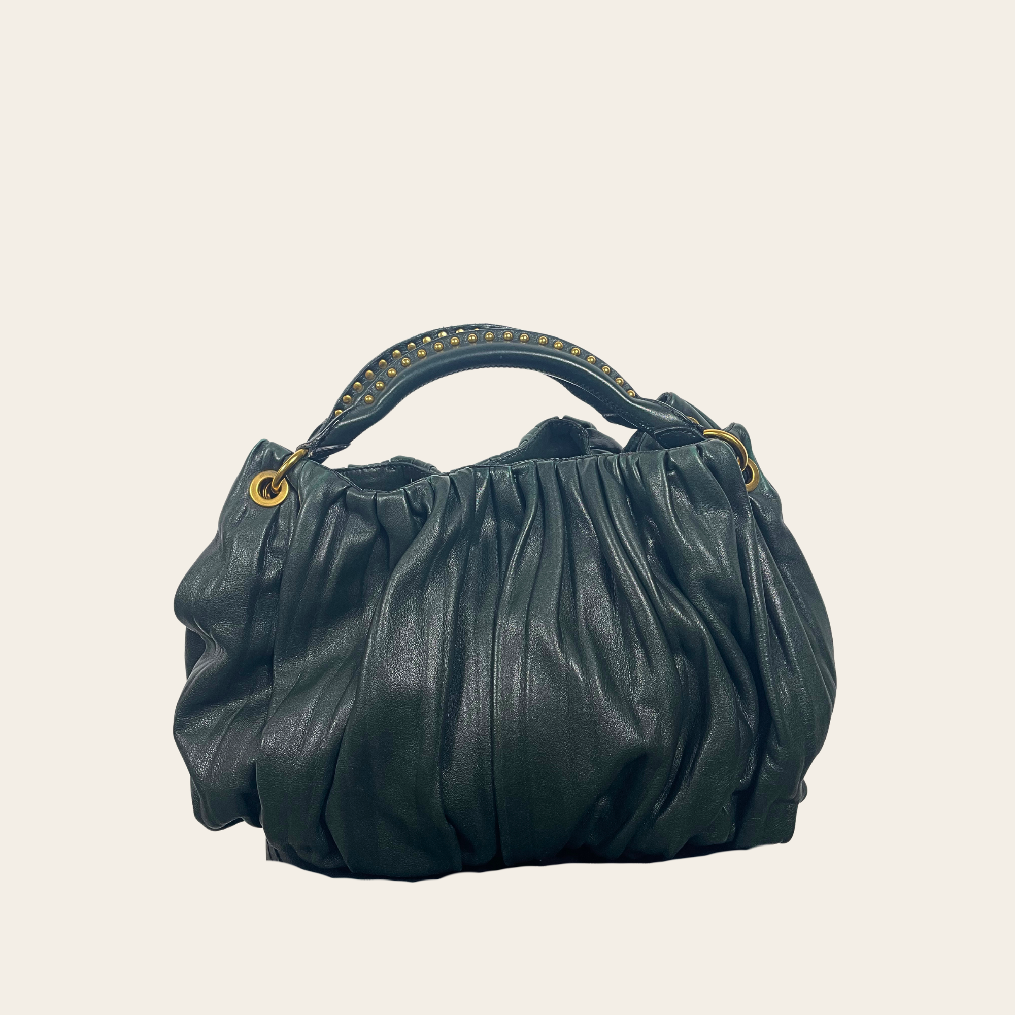 MIU MIU - Vitello Lux Gathered Hobo Bag