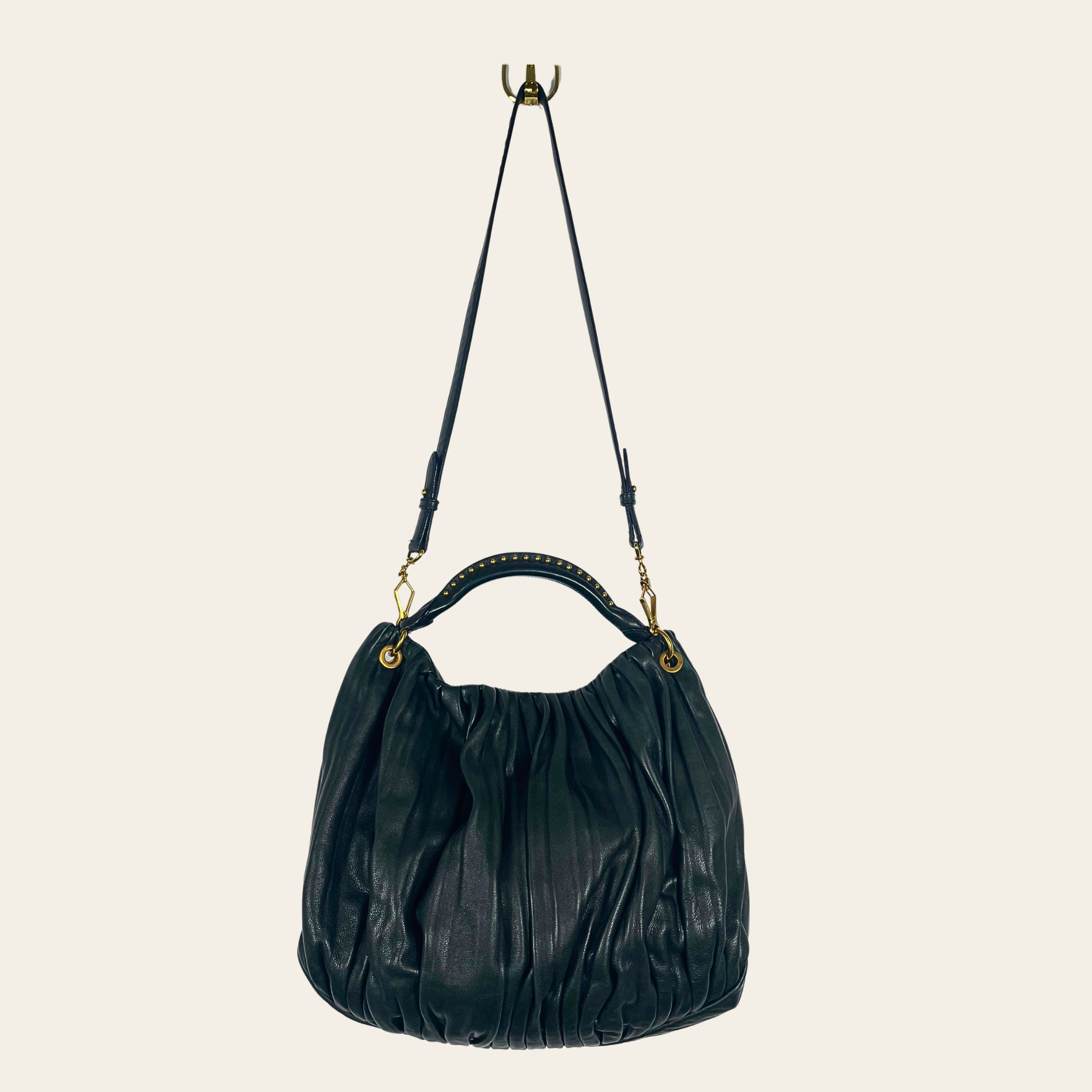 MIU MIU - Vitello Lux Gathered Hobo Bag