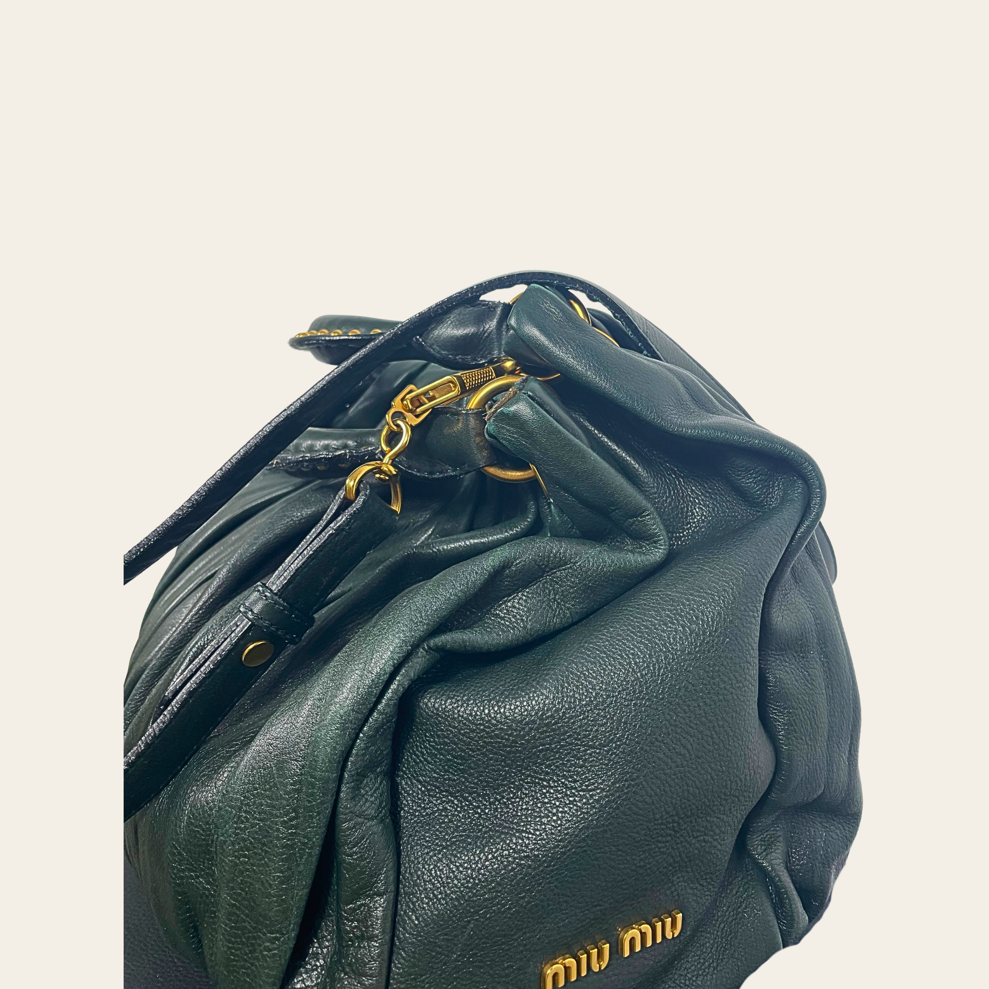 MIU MIU - Vitello Lux Gathered Hobo Bag