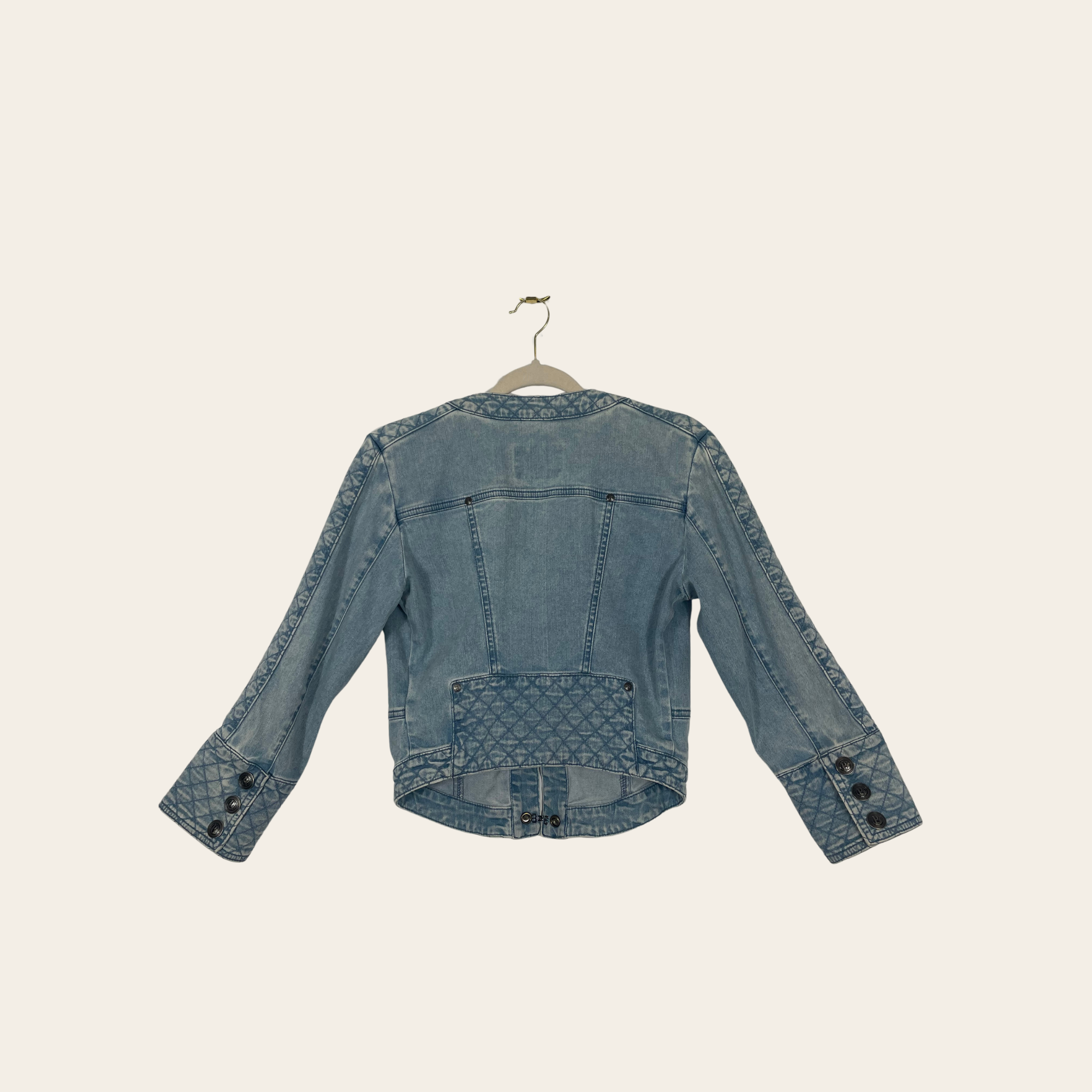 BALMAIN - Biker Jacket en denim vintage XS/SMALL