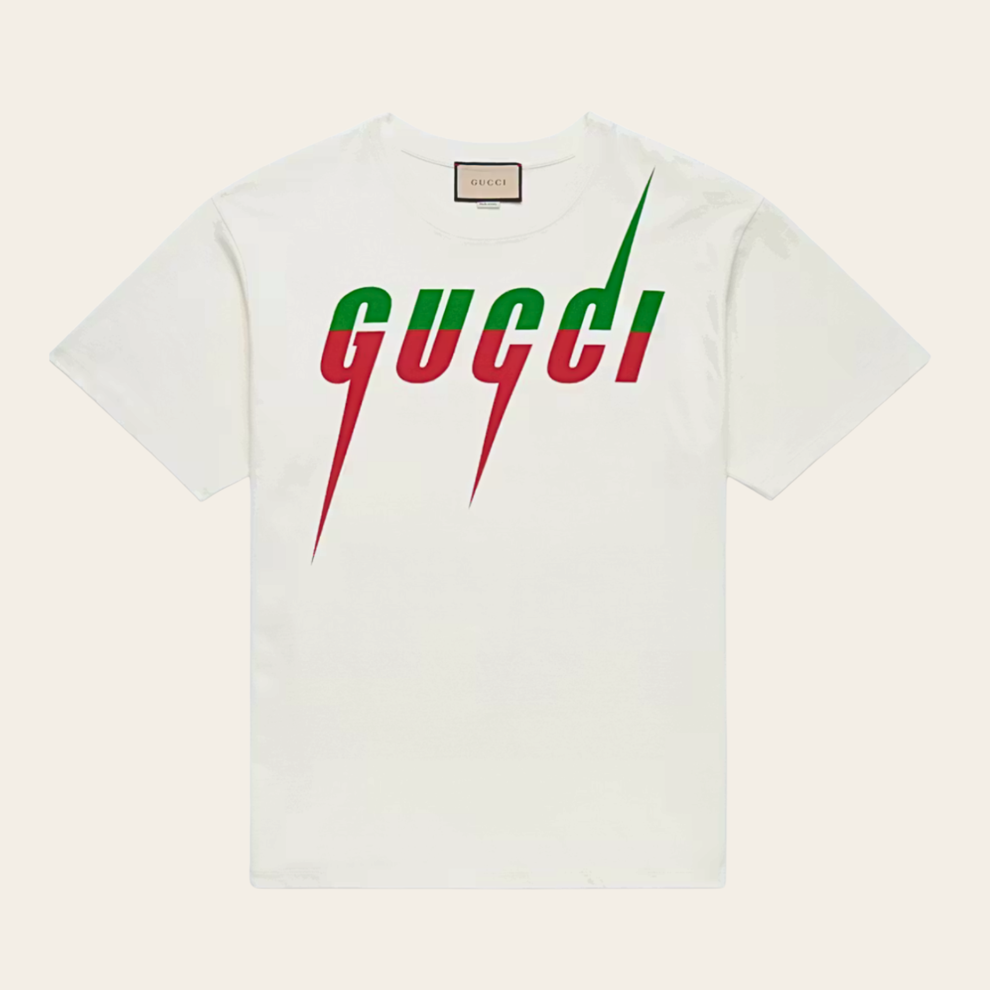 GUCCI - Gucci Logo Lightning Print Cotton T-Shirt, M