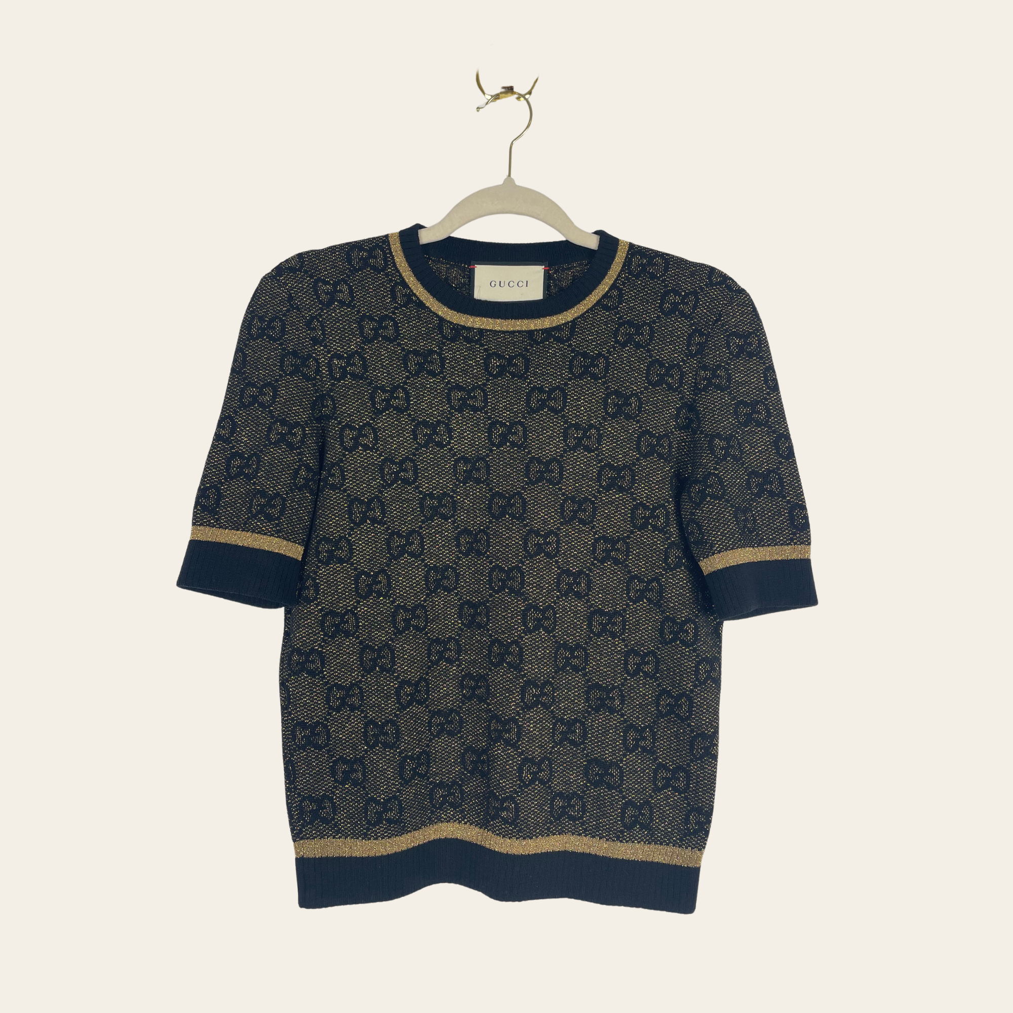 GUCCI - GG Lurex Monogram Knit Top SMALL