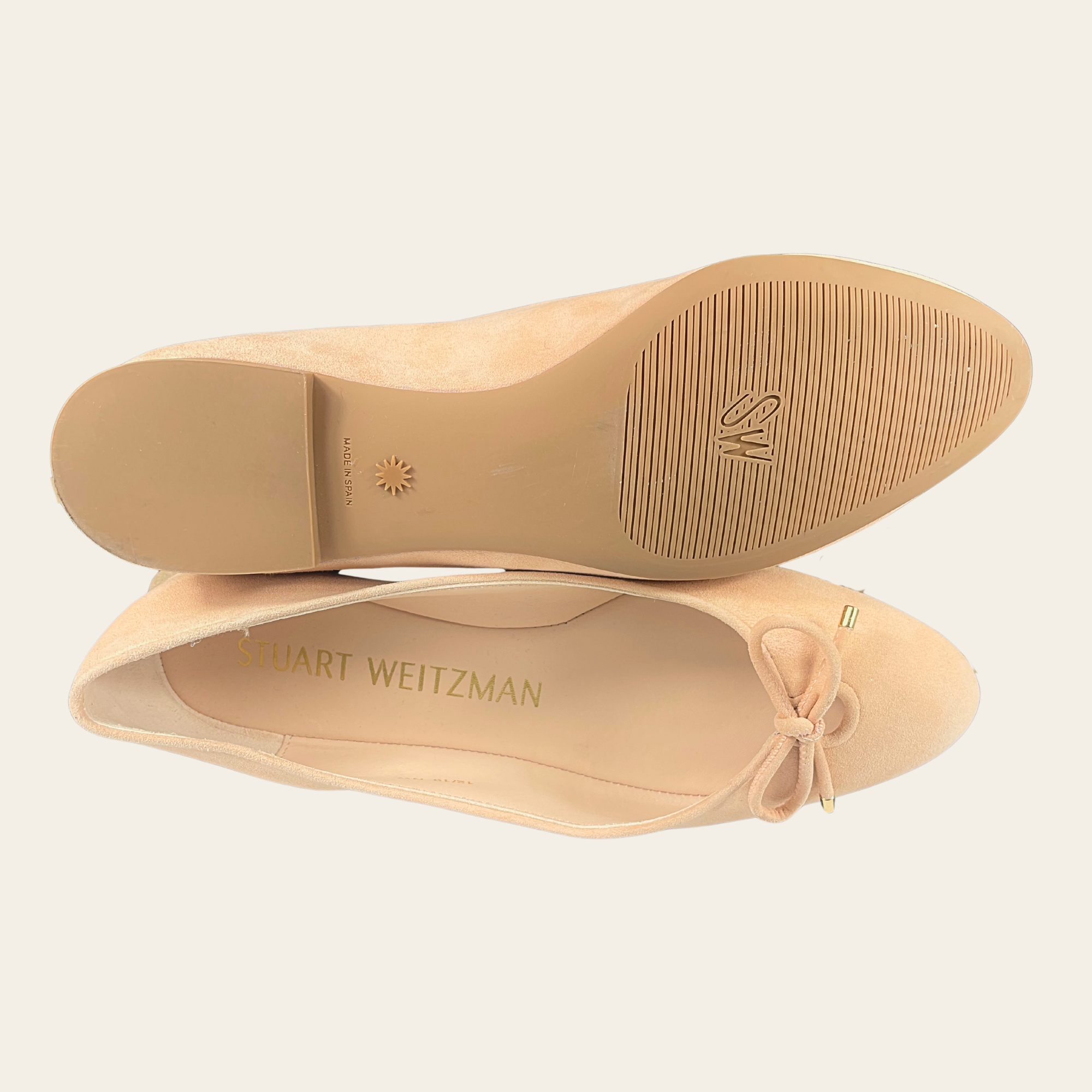 STUART WEITZMAN - Gabby Ballet Flats en suède nude, 37.5