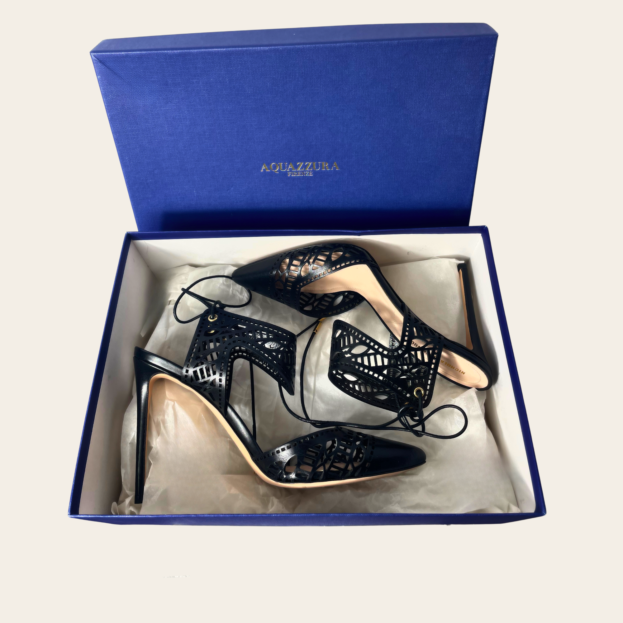 NICHOLAS KIRKWOOD - Laser-Cut Lace-Up Ankle Cuff Pumps 37