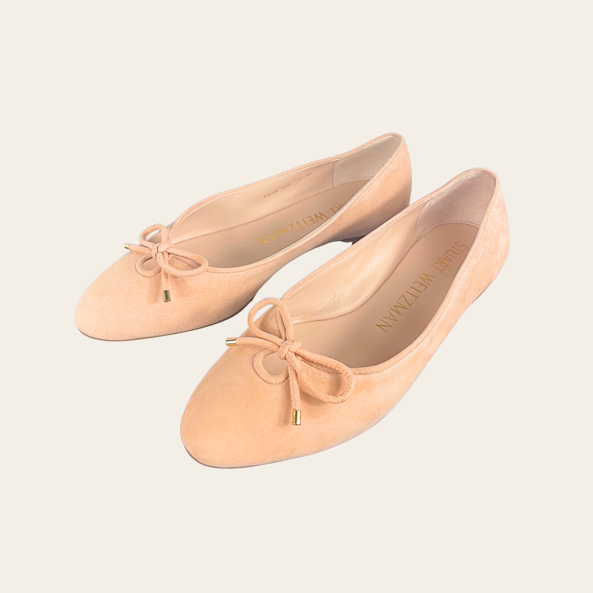 STUART WEITZMAN - Gabby Ballet Flats en suède nude, 37.5