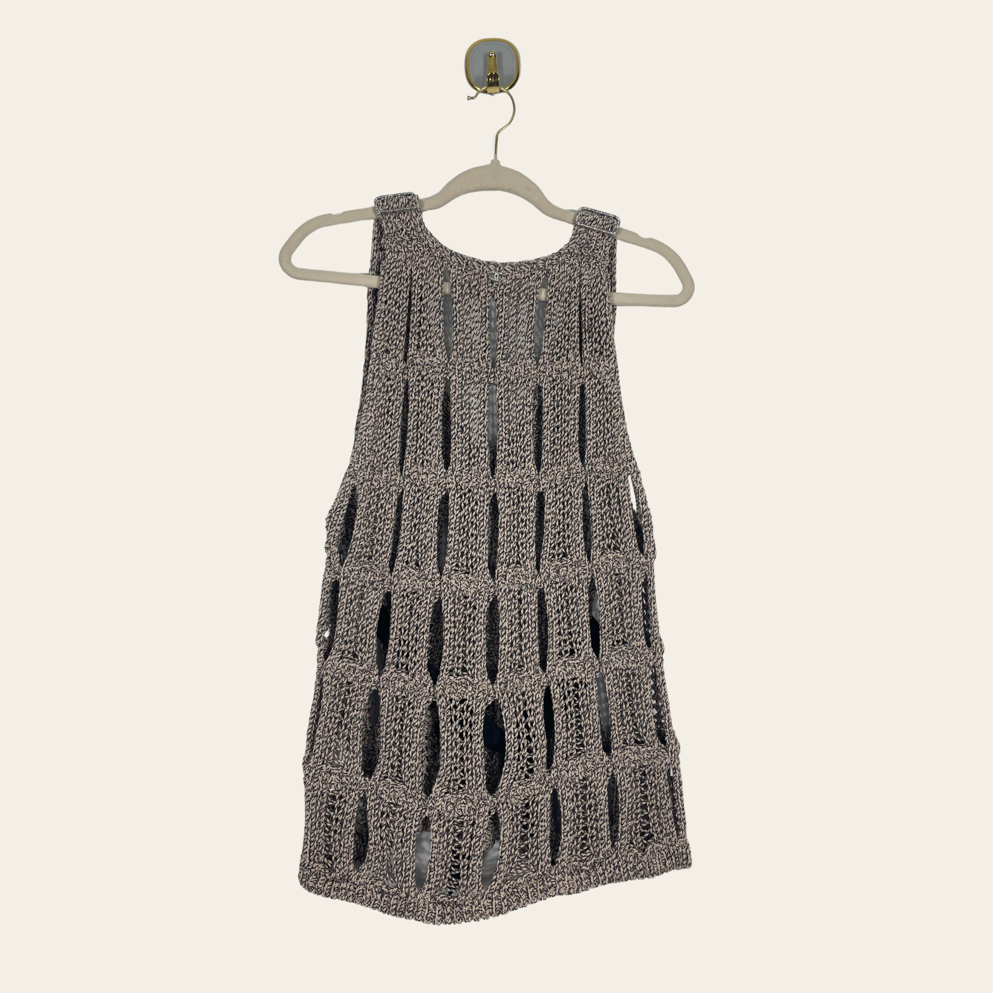 CHANEL - Gilet Maille Ajourée Ceinturé - MEDIUM/LARGE