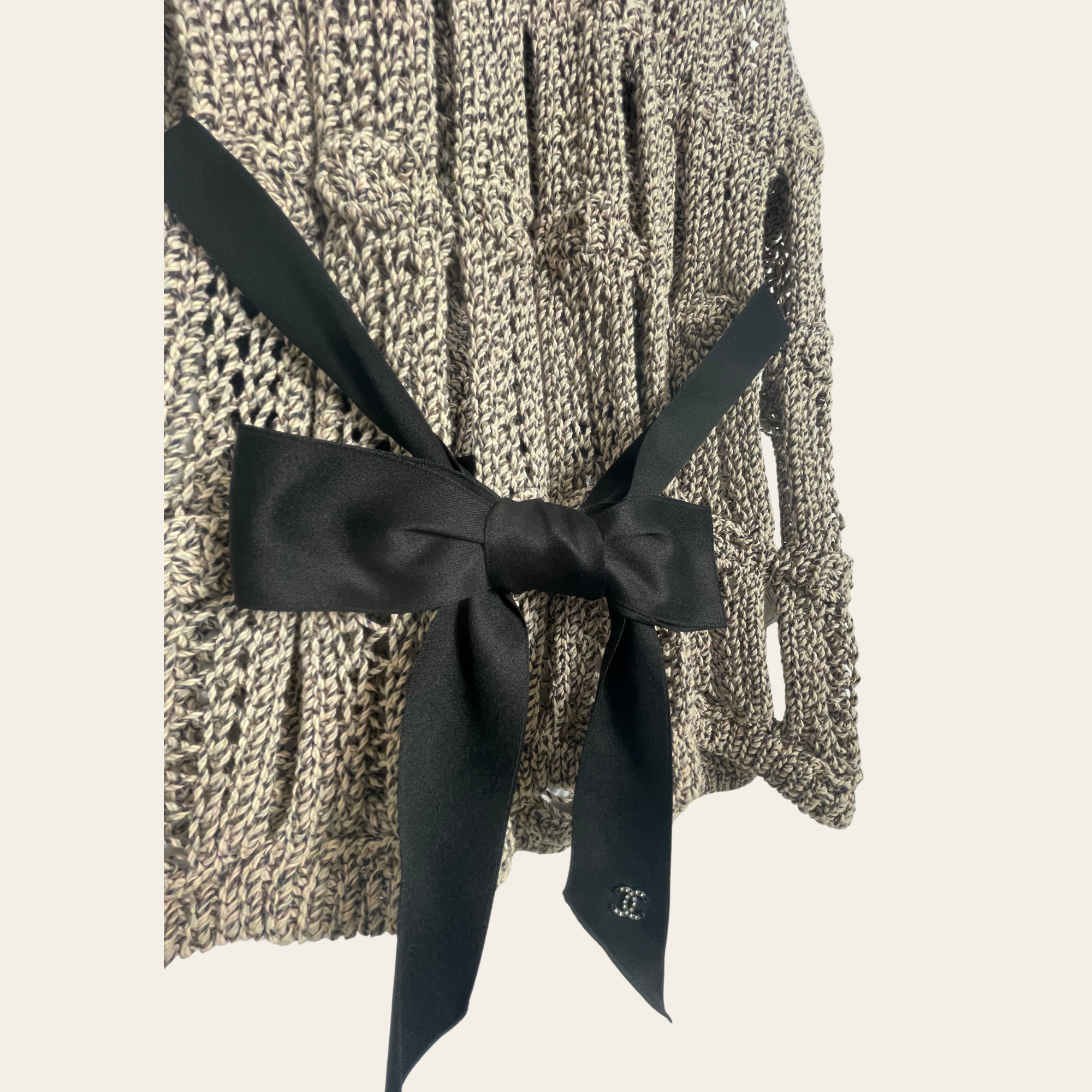 CHANEL - Gilet Maille Ajourée Ceinturé - MEDIUM/LARGE