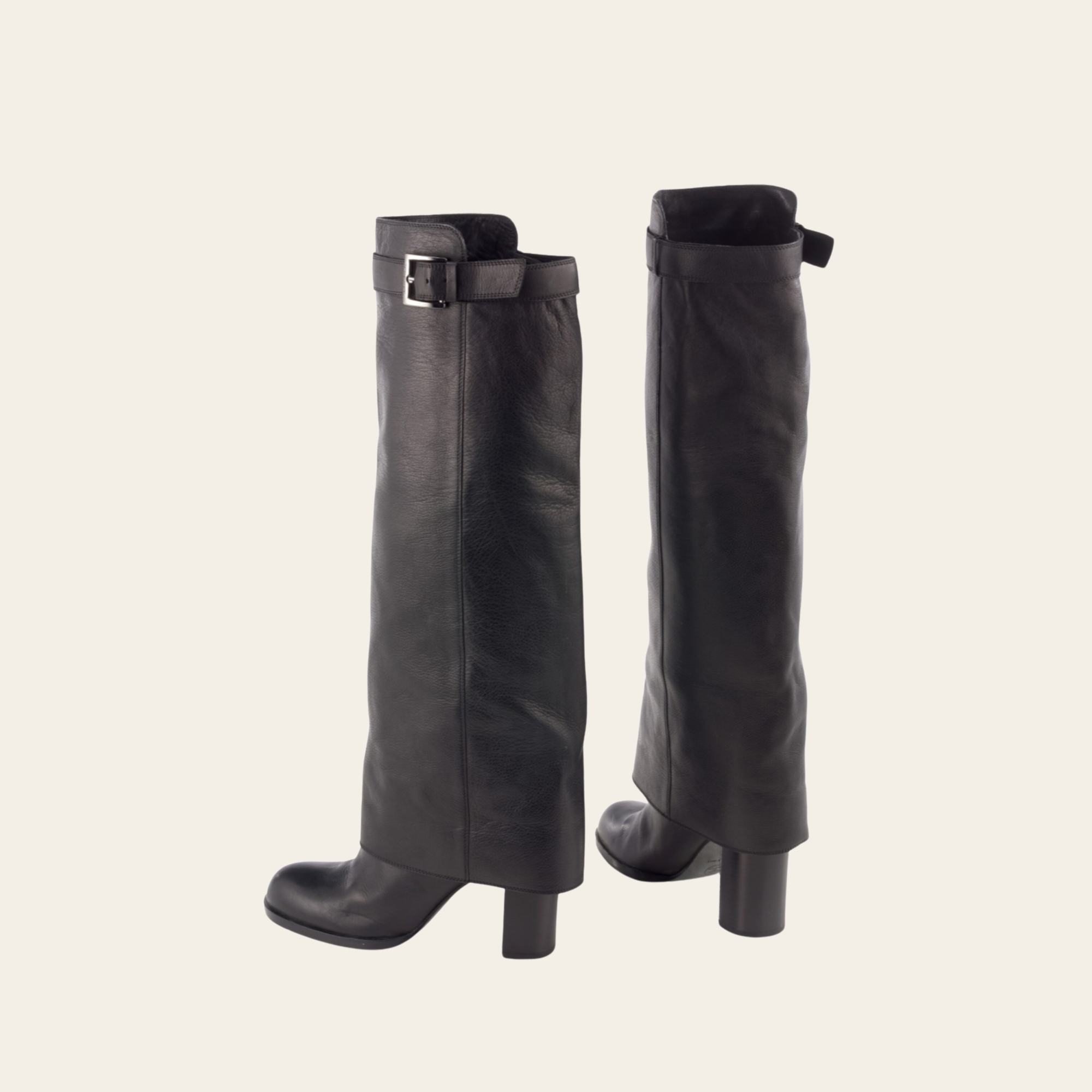 CHANEL - Gaiter Knee-High Leather Boots 39