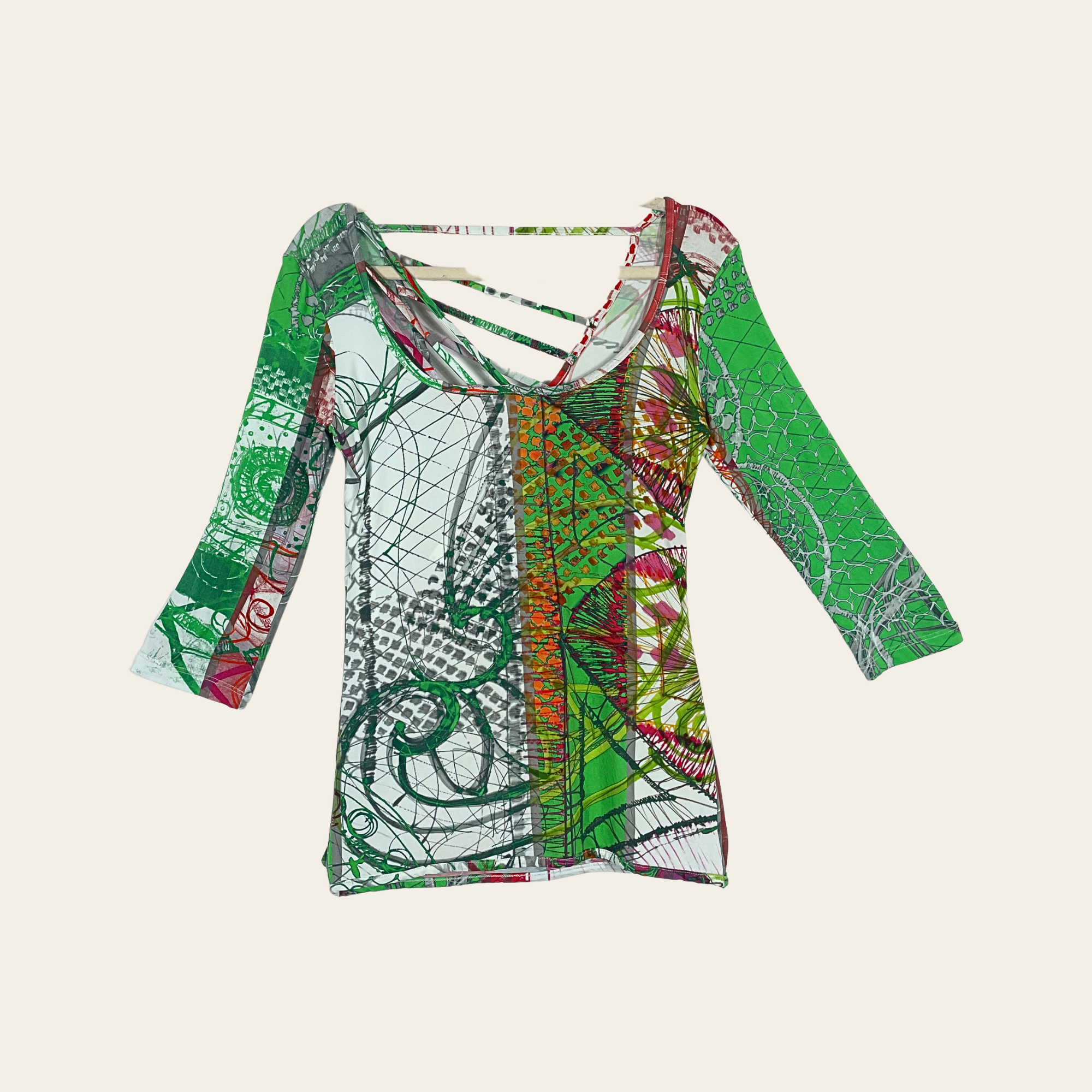 SAVE THE QUEEN - Printed Strap Detail Top Made in Italy, M