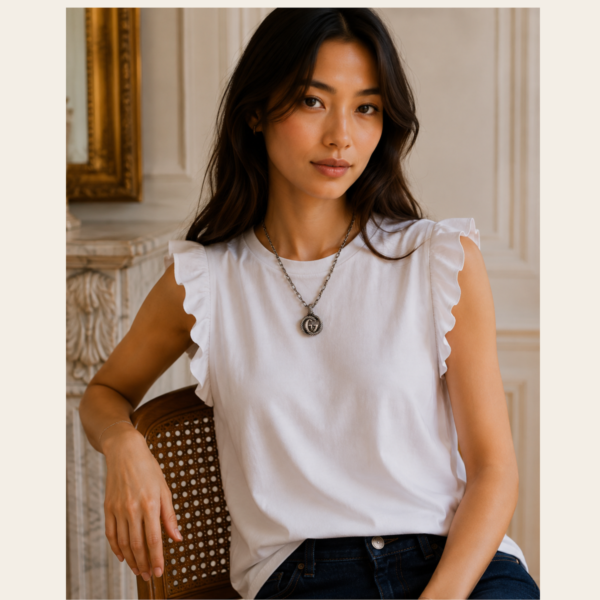 GUCCI - Collier “Interlocking G Rope Pendant” en Argent Vieilli