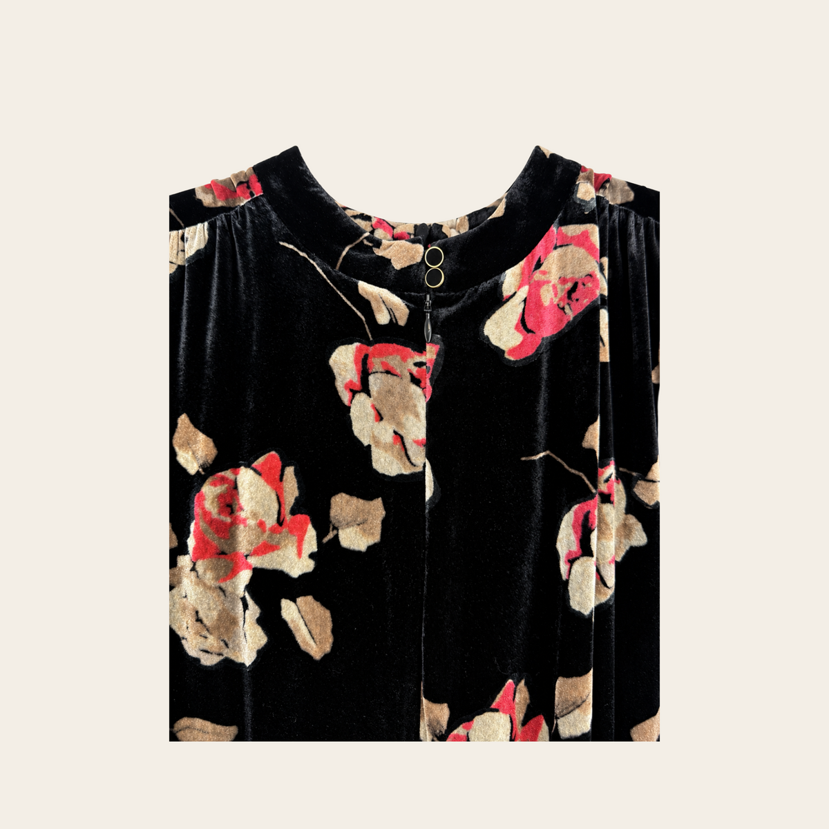 ME+EM — Robe midi Silk-Blend Velvet Tea Rose Print en velours noir à imprimé floral, taille 10 US / 42 EU