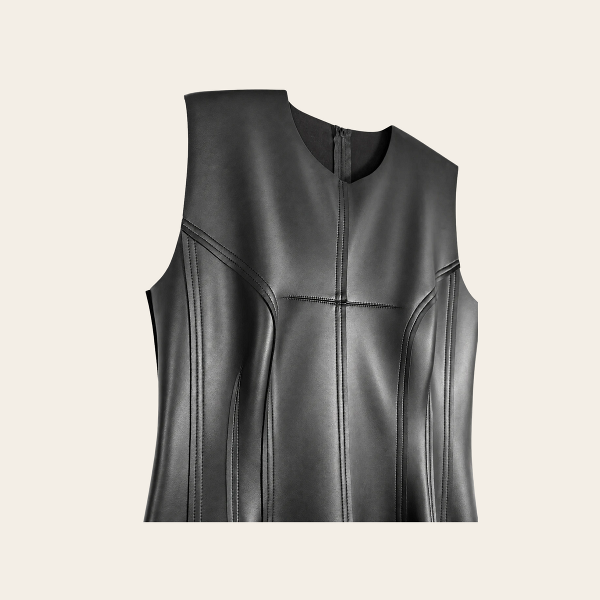 NORMA KAMALI — Robe longue Sleeveless Grace noire à effet cuir et coutures sculptantes, taille L