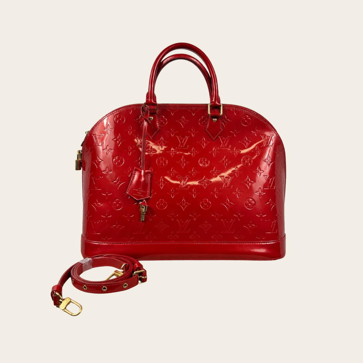 LOUIS VUITTON — Sac Alma GM en cuir Monogram Vernis Pomme d'amour