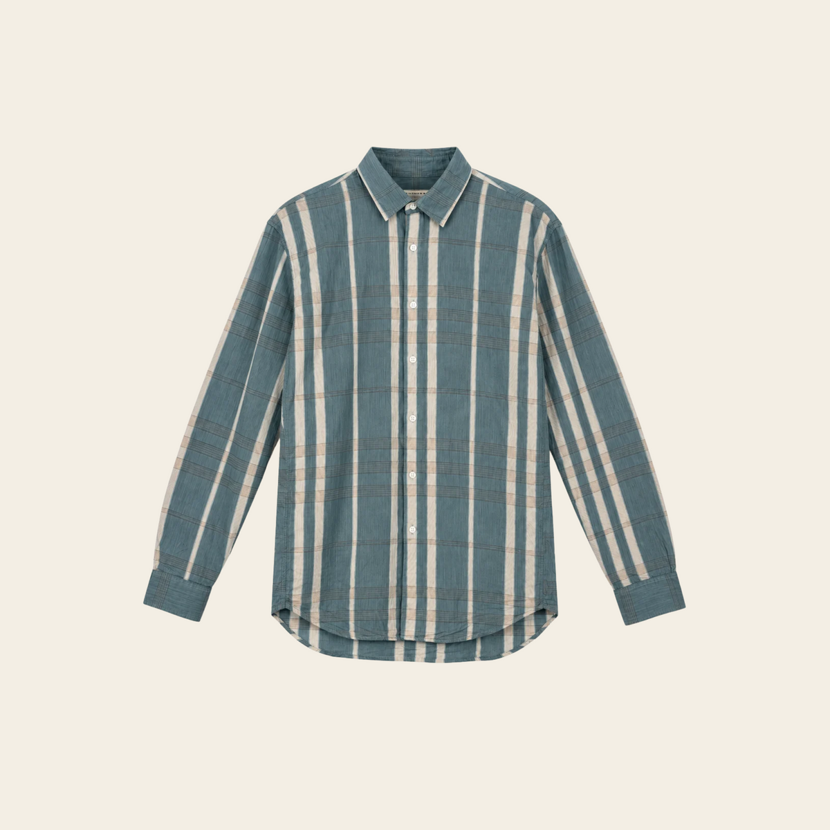 BURBERRY LONDON — Chemise à carreaux en coton et soie bleu grisé — L