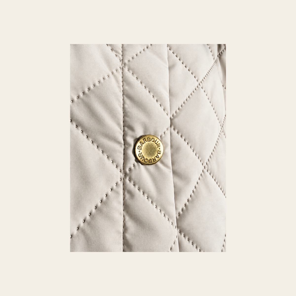 BARBOUR — Veste Anise matelassée beige à col en velours côtelé brun, taille 14 US
