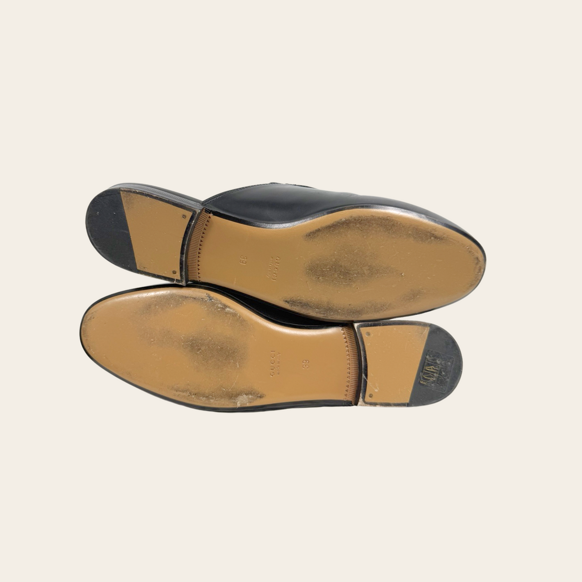 GUCCI — Mules Princetown en cuir noir avec mors Horsebit doré, taille 39