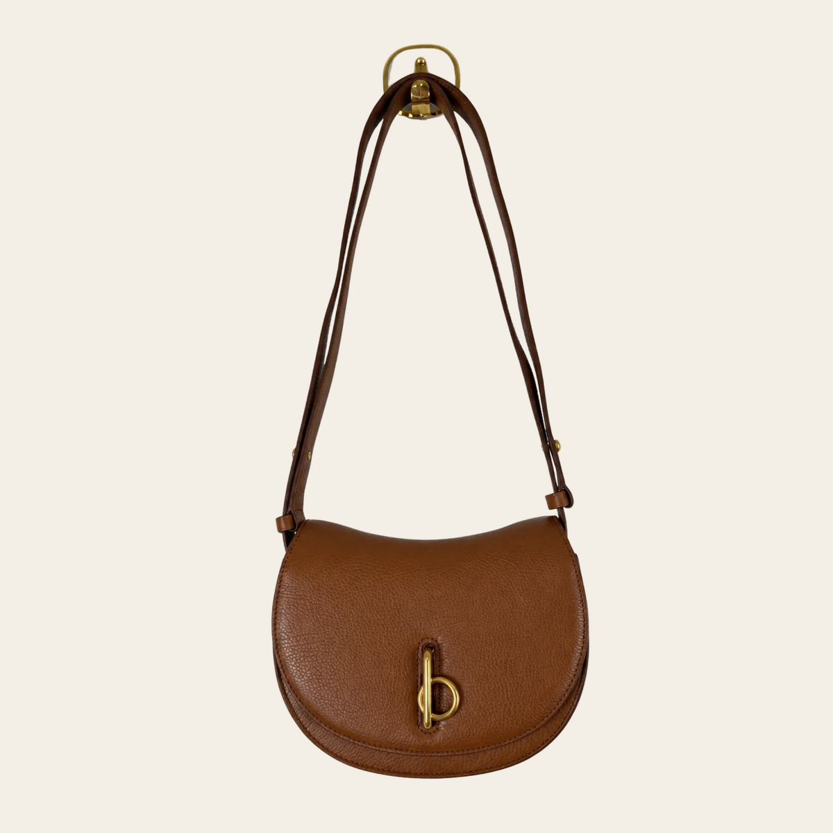 BURBERRY — Sac Mini Rocking Horse en cuir de veau grainé Hazel avec fermoir B doré, taille Mini (S)